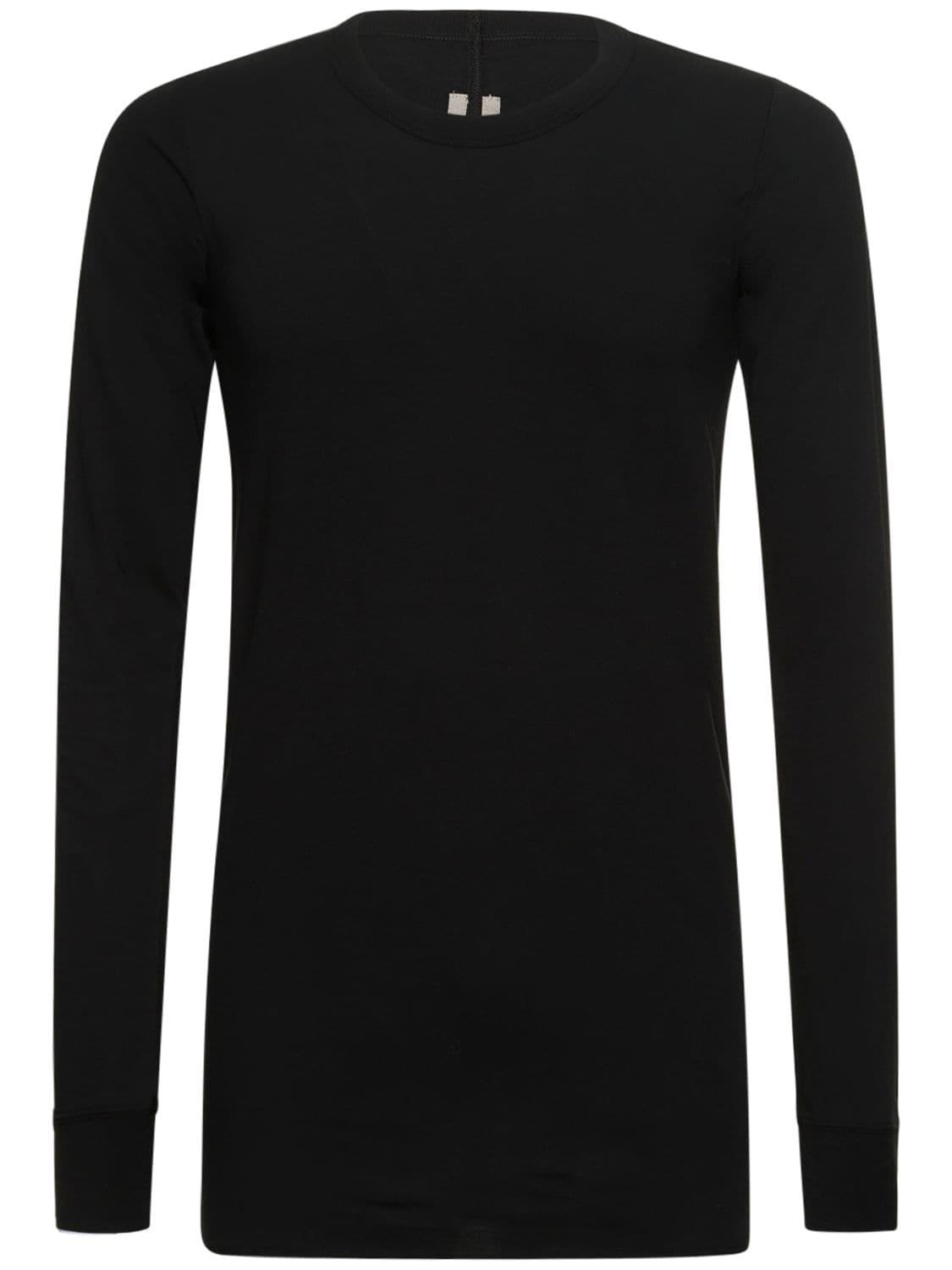 Rick Owens Twist-neck Cotton-jersey Long-sleeved T-shirt In Black