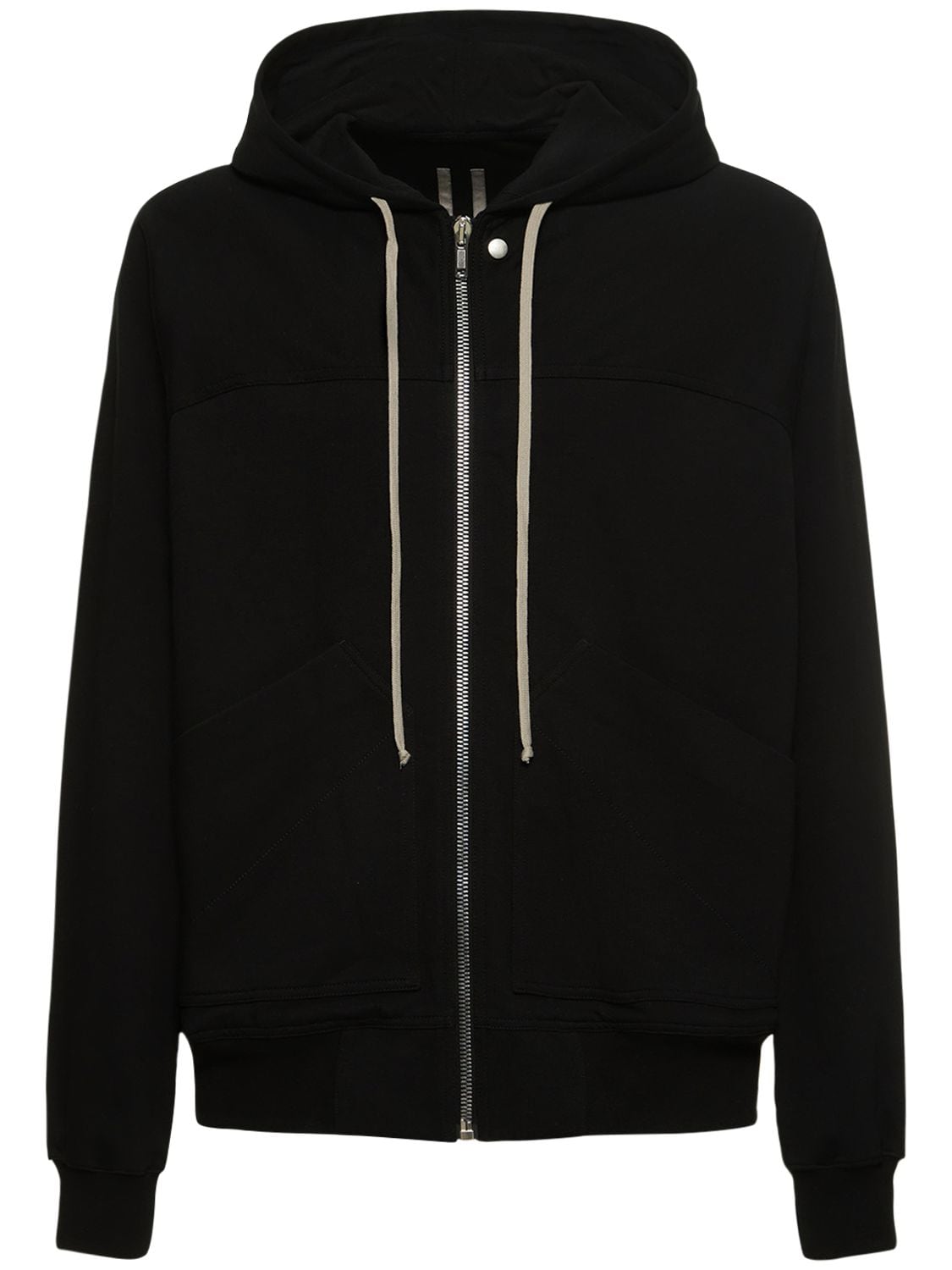 Heavy Jersey Zip-up Sweatshirt Hoodie In Black