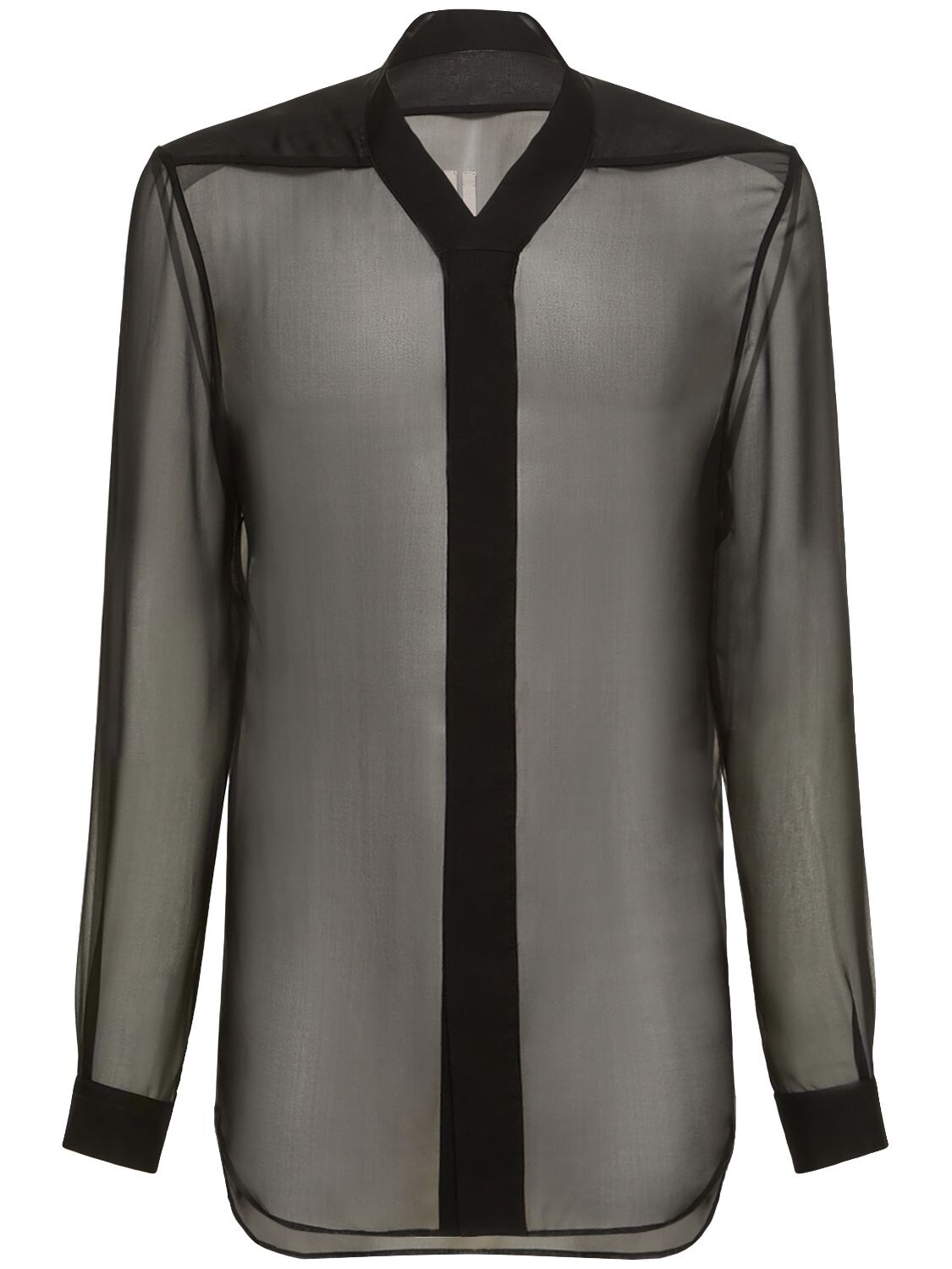 Rick Owens Faun Snap Collar Silk Shirt In Black | ModeSens