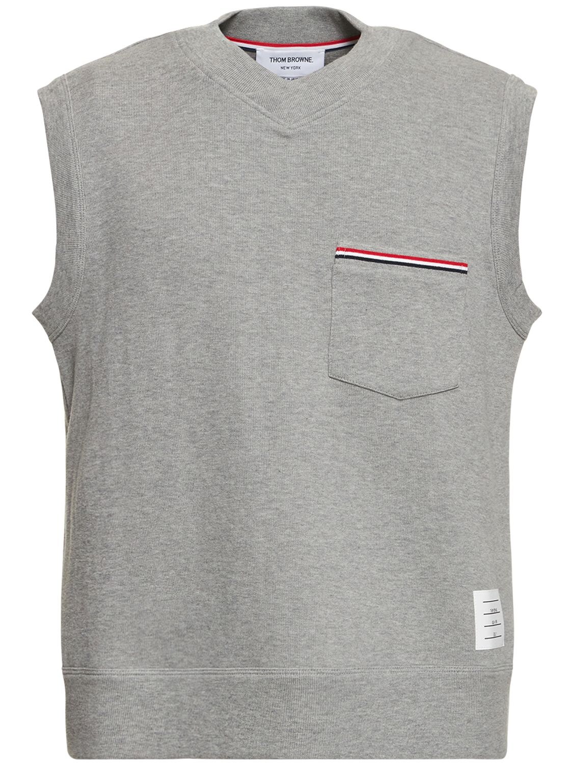 THOM BROWNE V NECK COTTON VEST