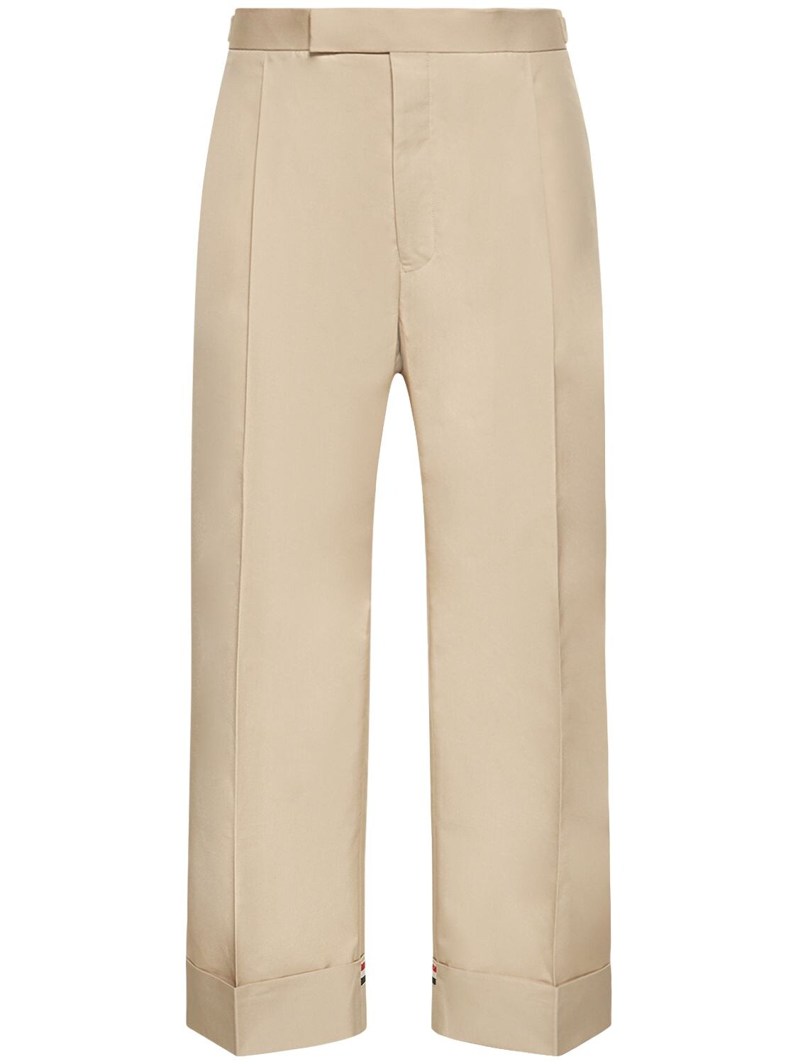 Flat Front Wide Leg Cropped Typewriter Cloth Pants In Neutral