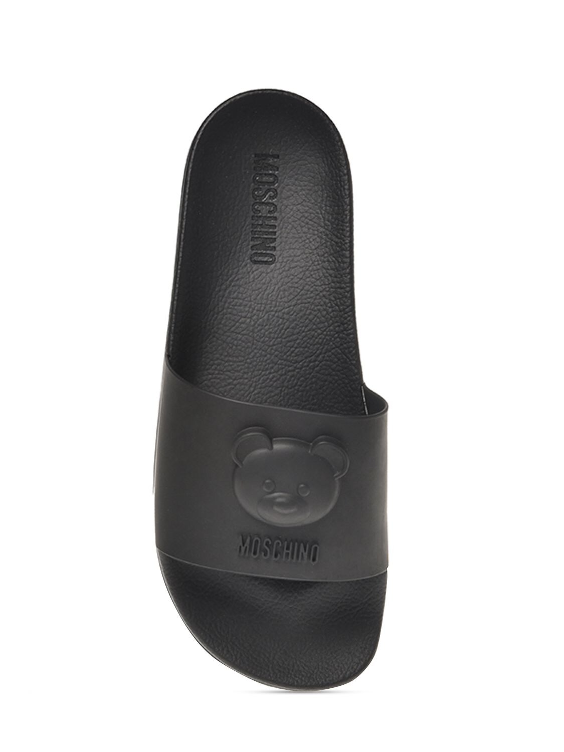 Shop Moschino Teddy Rubber Slide Sandals In Black
