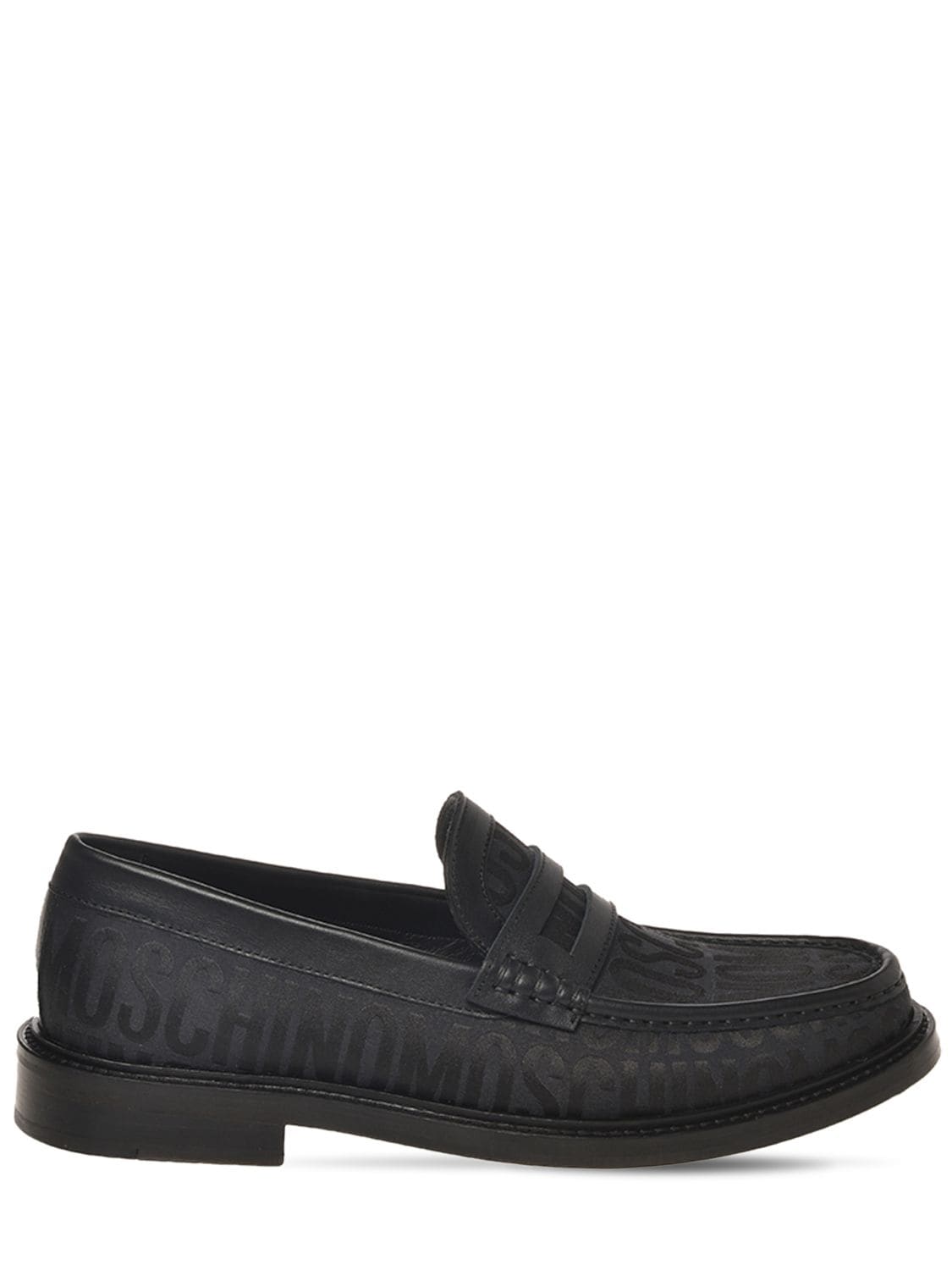 Moschino Logo Jacquard Loafers In Black