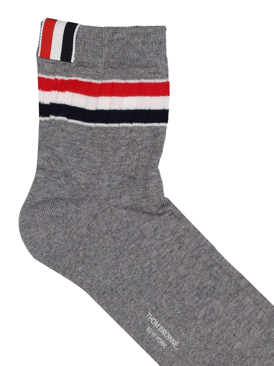 THOM BROWNE Athletic Ribbed Cotton Blend Short Socks | Smart Closet