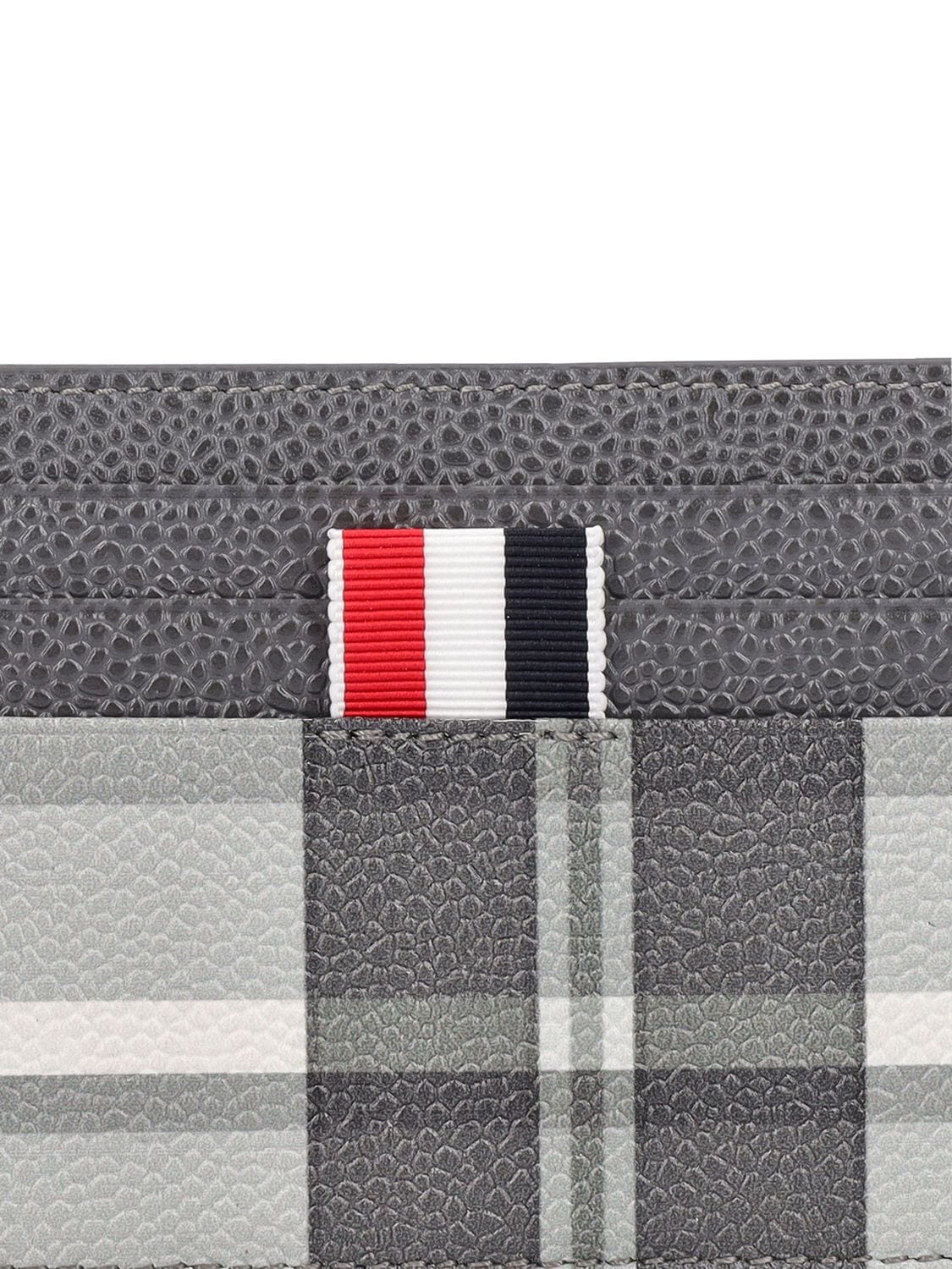 Shop Thom Browne Single Leather Card Holder In Black,white