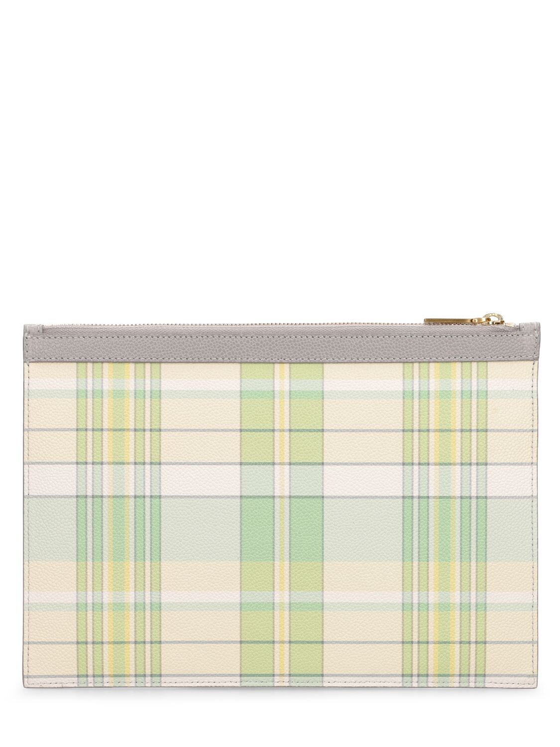 Shop Thom Browne Small Striped Leather Document Holder In Light Green