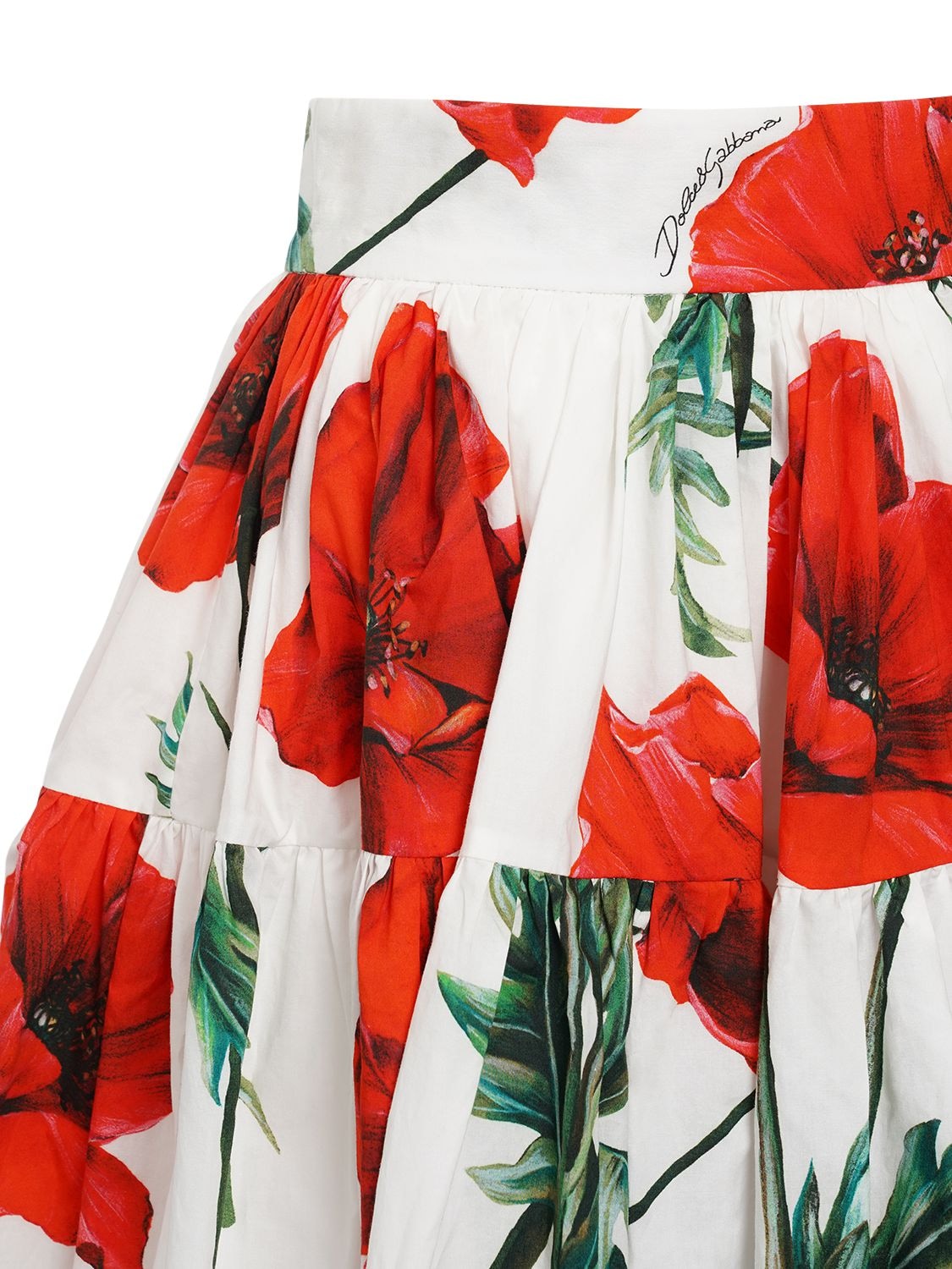 Dolce & Gabbana Poppy-print A-line Skirt In Multicolor