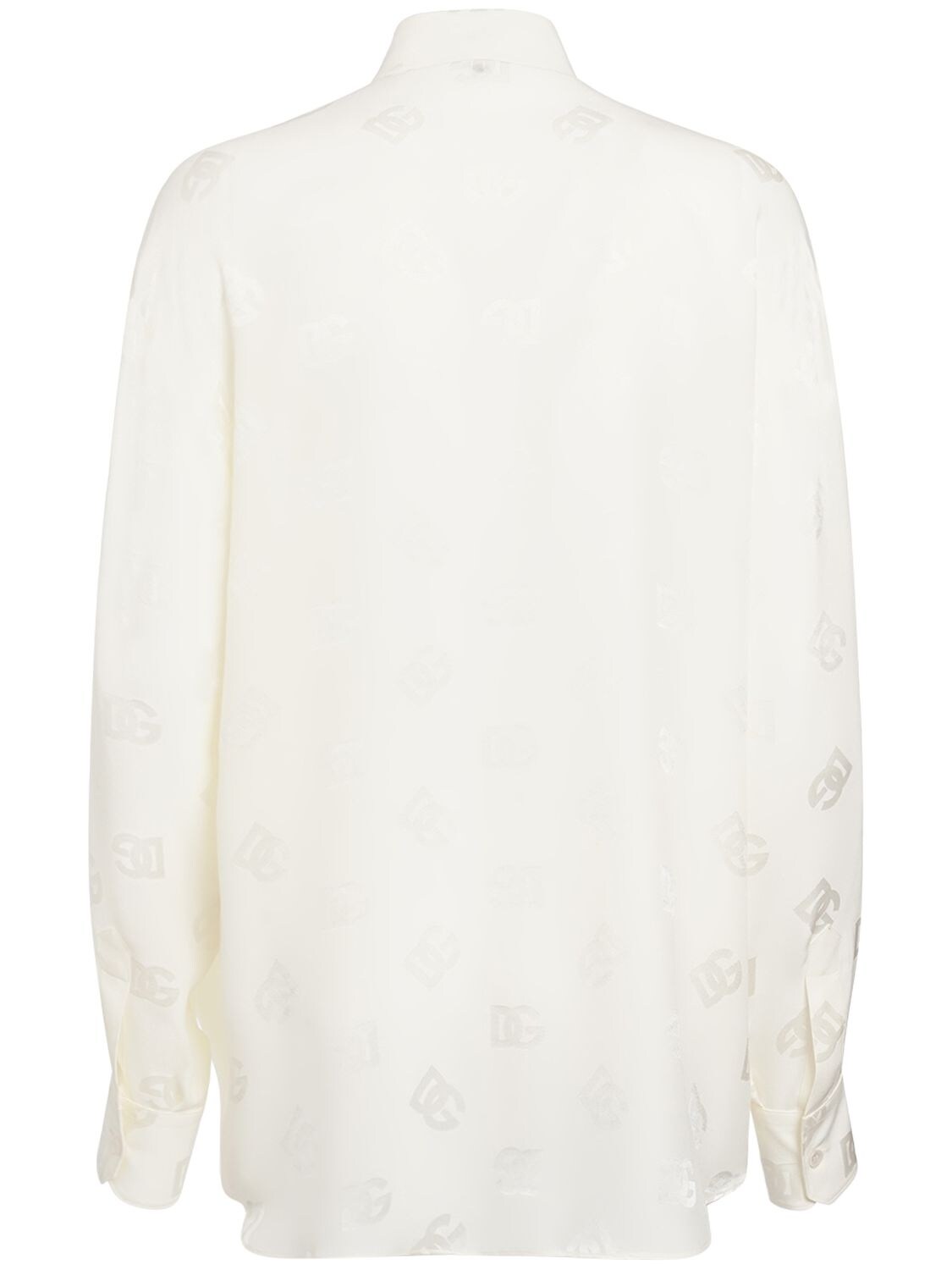 Shop Dolce & Gabbana Monogram Jacquard Silk Shirt In White