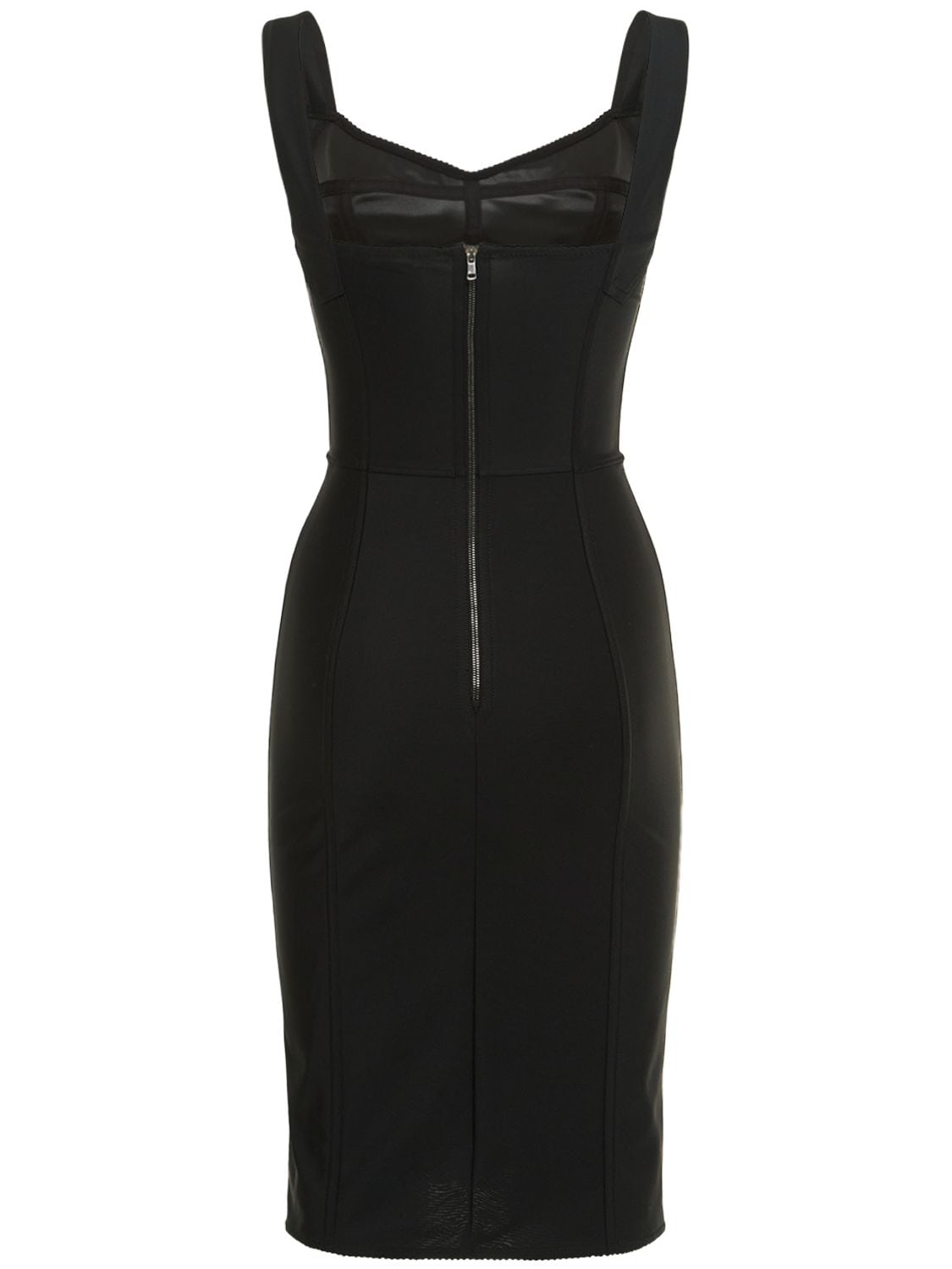 Shop Dolce & Gabbana Lace & Satin Corset Midi Dress In Black