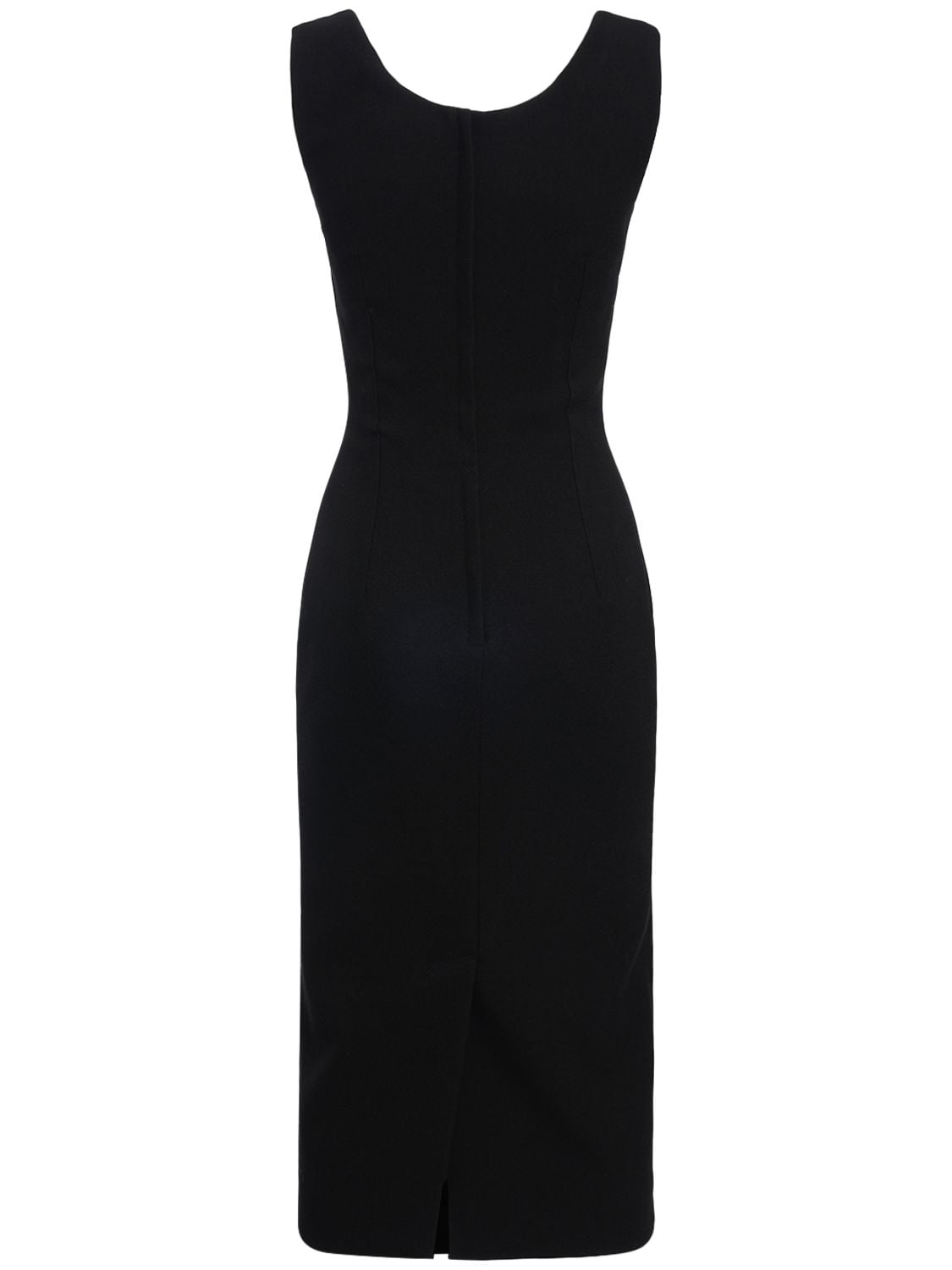 Shop Dolce & Gabbana Stretch Wool Cady Tubino Midi Dress In Black