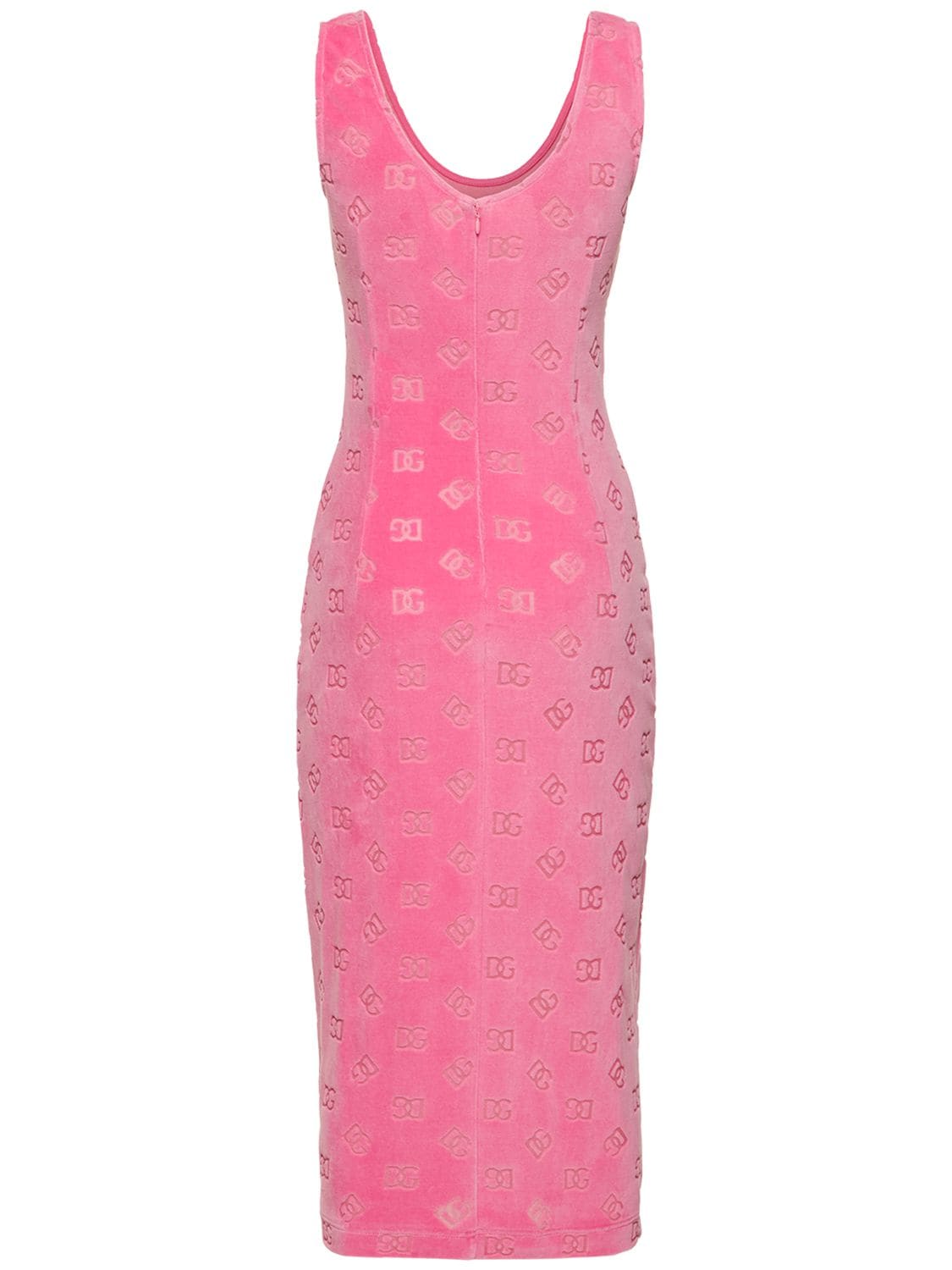 Shop Dolce & Gabbana Chenille Monogram Jacquard Midi Dress In Pink