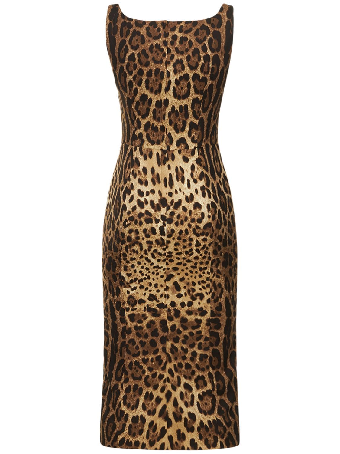 Shop Dolce & Gabbana Leopard Print Charmeuse Midi Dress In Multicolor