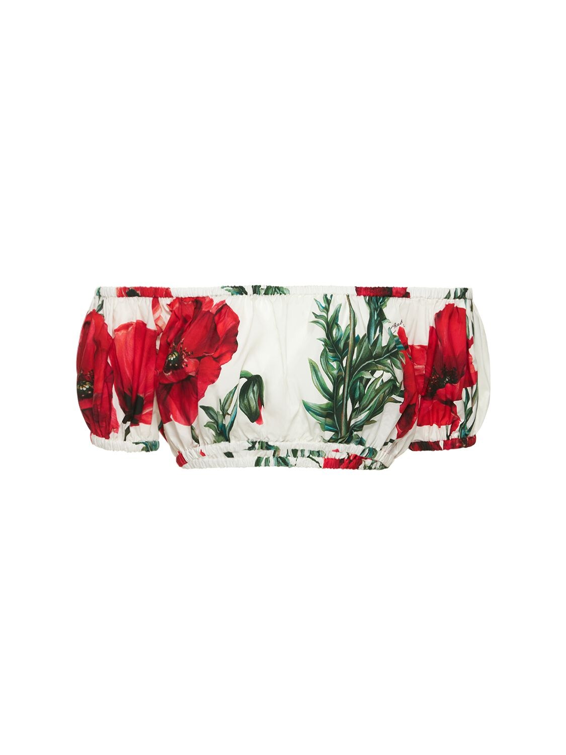 DOLCE & GABBANA POPPY PRINT COTTON POPLIN CROP TOP