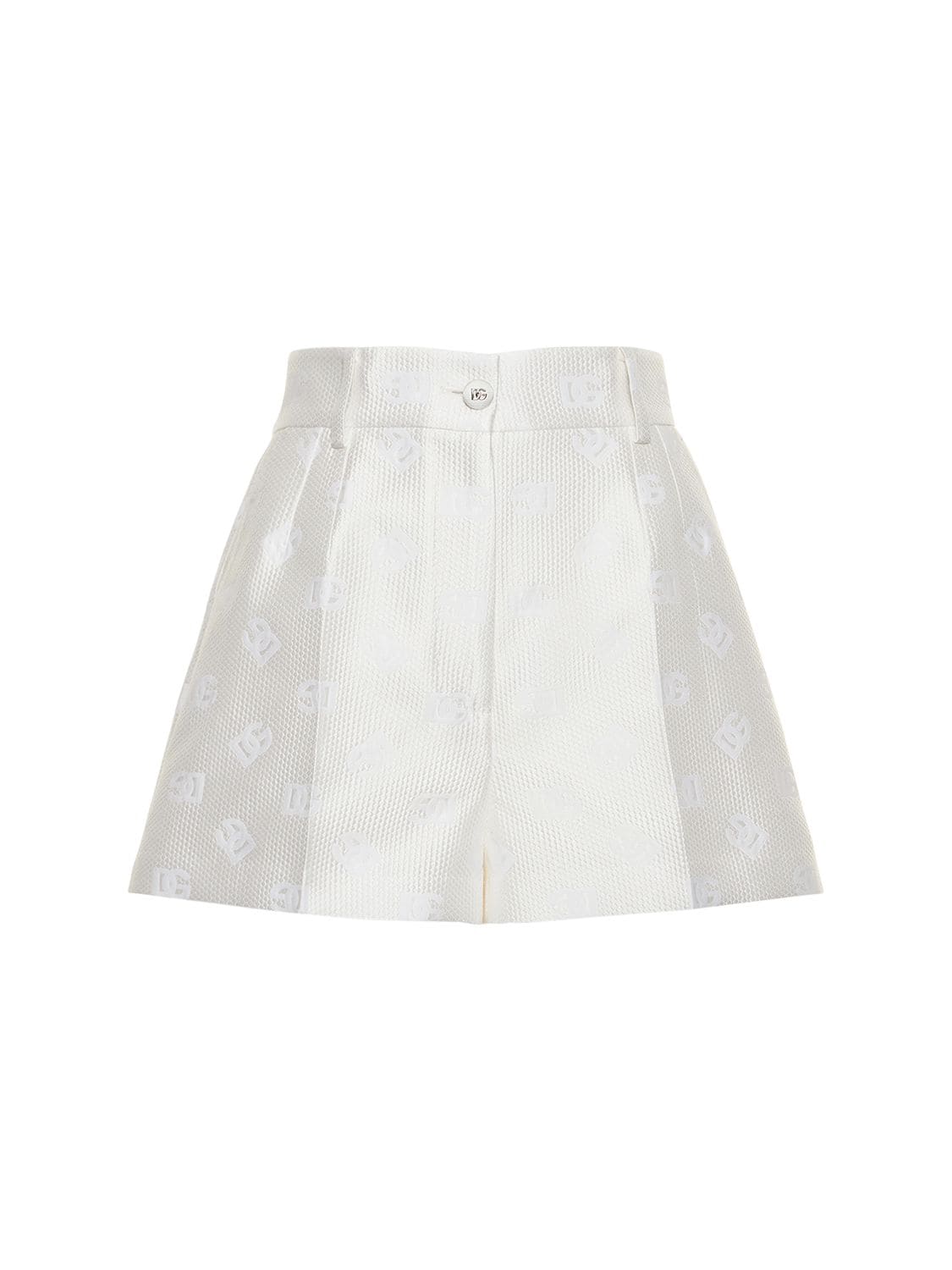 Dolce & Gabbana Logo Monogram Jacquard Mini Shorts In White