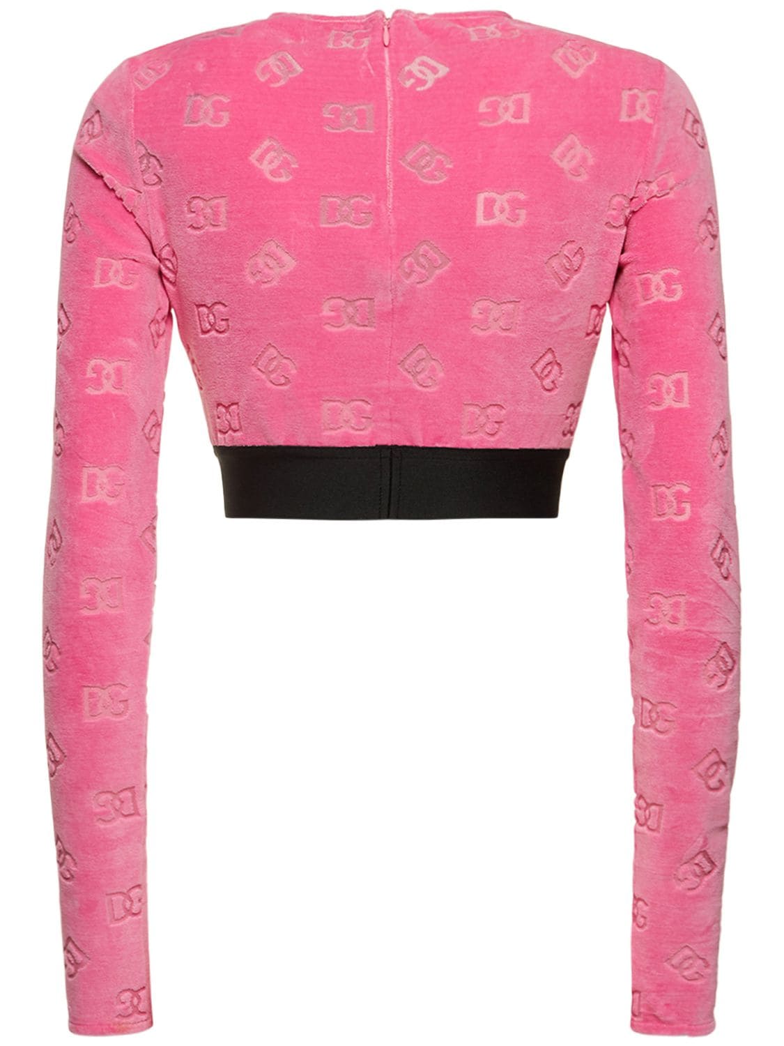Shop Dolce & Gabbana Chenille Monogram Jacquard Crop Top In Pink