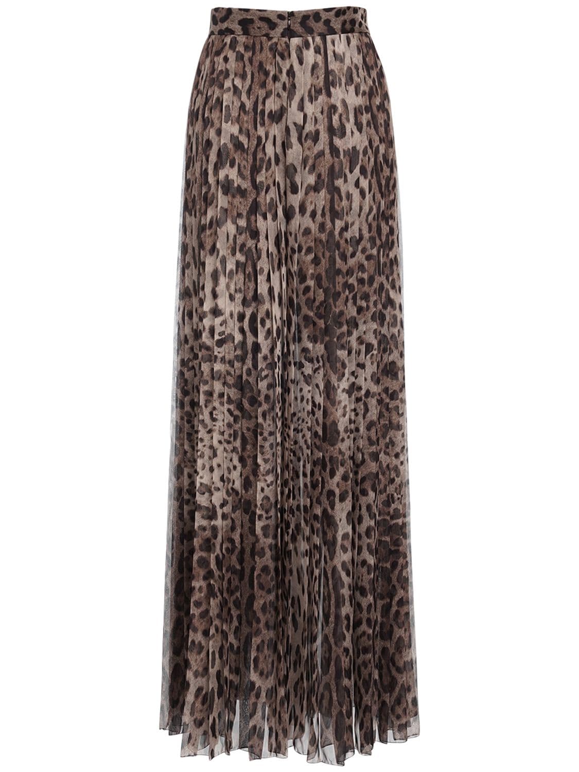 Shop Dolce & Gabbana Leopard Print Wide Chiffon Pants In Multicolor