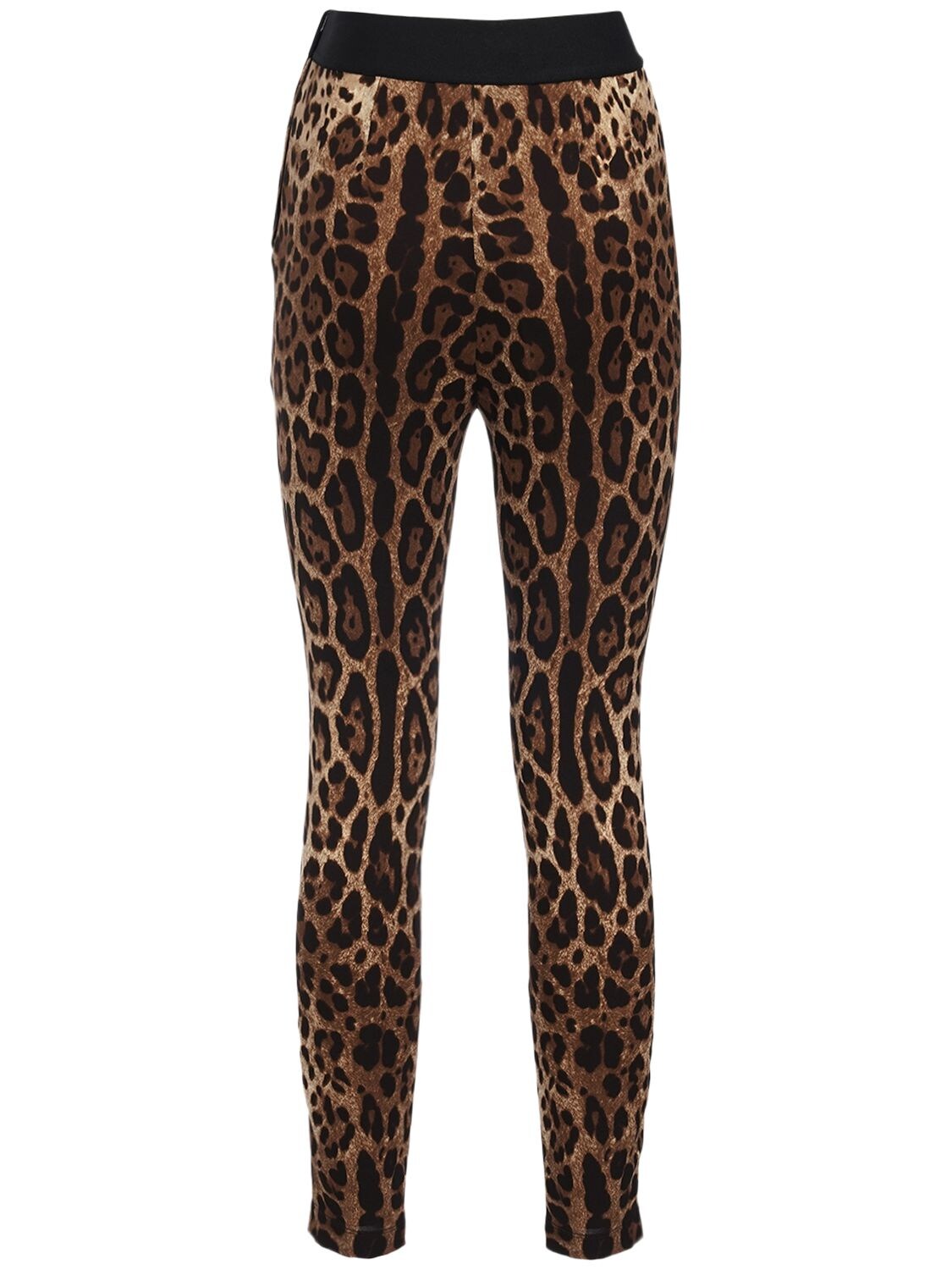 Shop Dolce & Gabbana Leopard Print Jersey Leggings In Multicolor