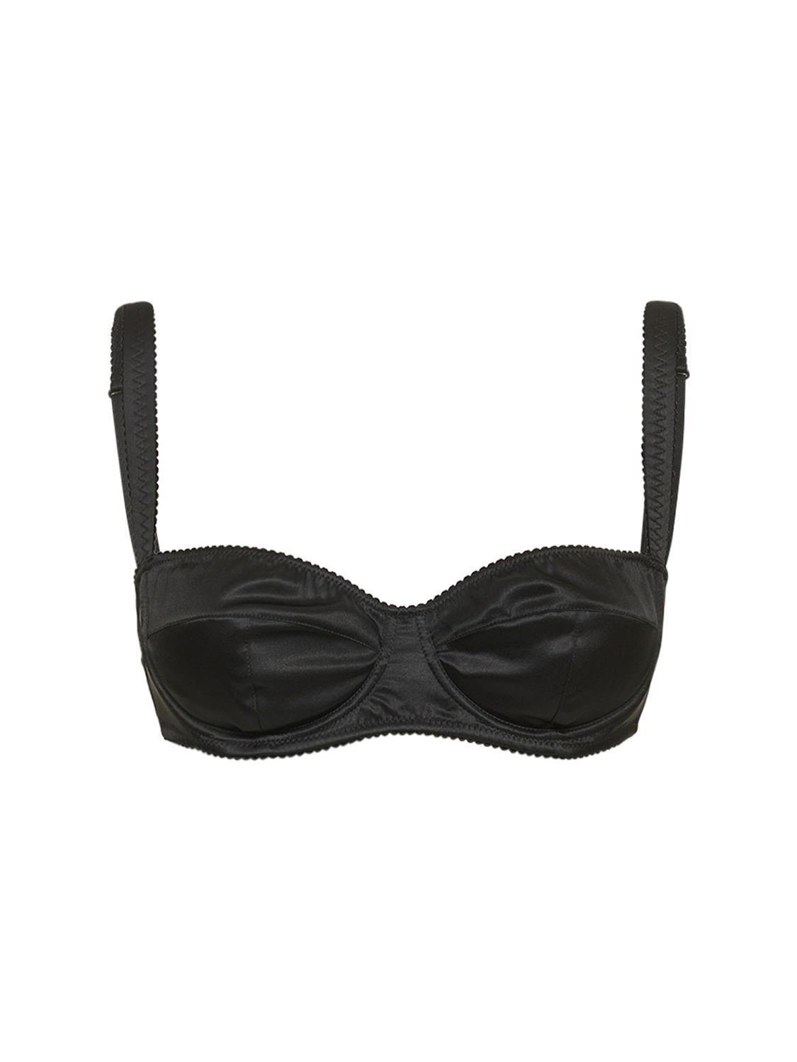 Shop Dolce & Gabbana Silk Satin Balconette Bra In Black