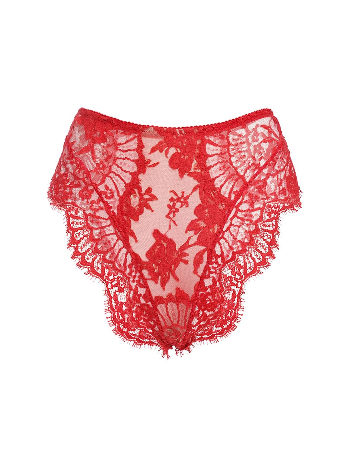 Shop Dolce & Gabbana Lace & Tulle High Waist Briefs In Red