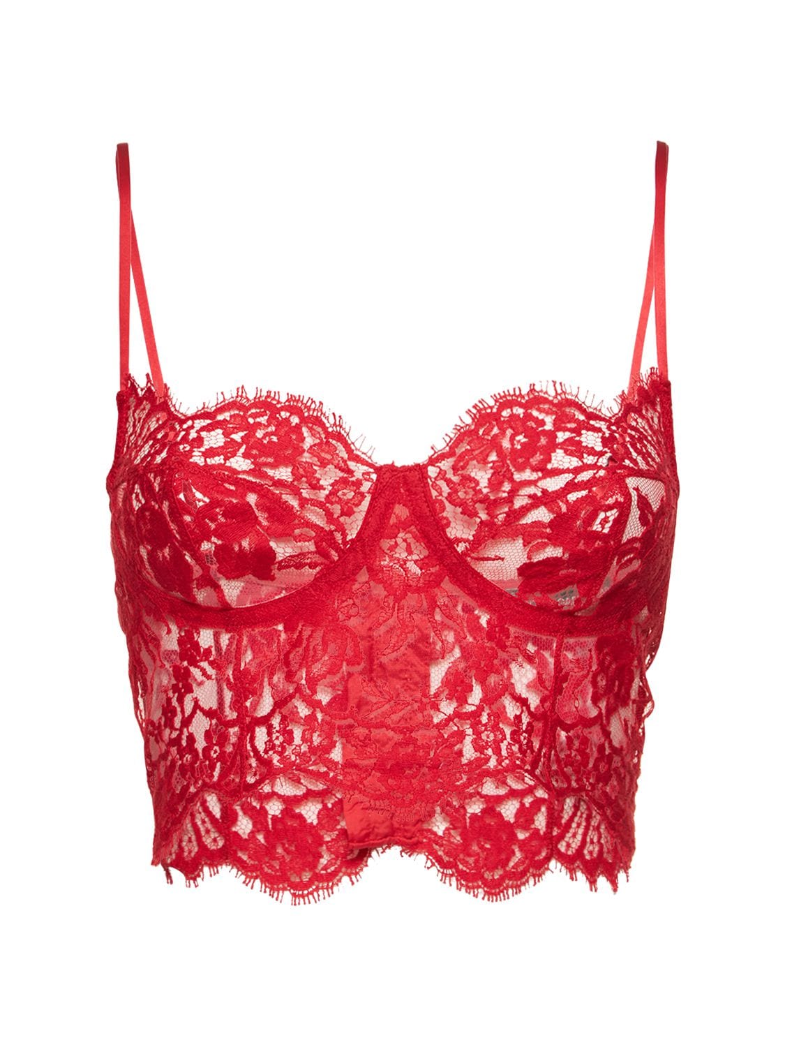 Shop Dolce & Gabbana Lace Bralette Bra In Red