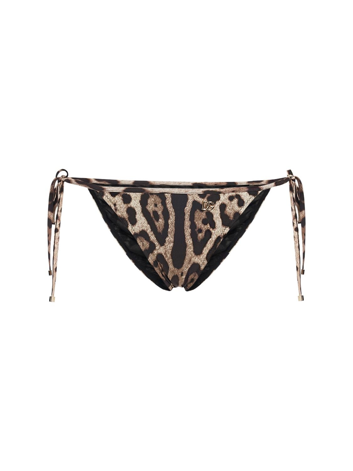 Dolce & Gabbana Leopard Print Jersey Bikini Bottoms In Multicolor