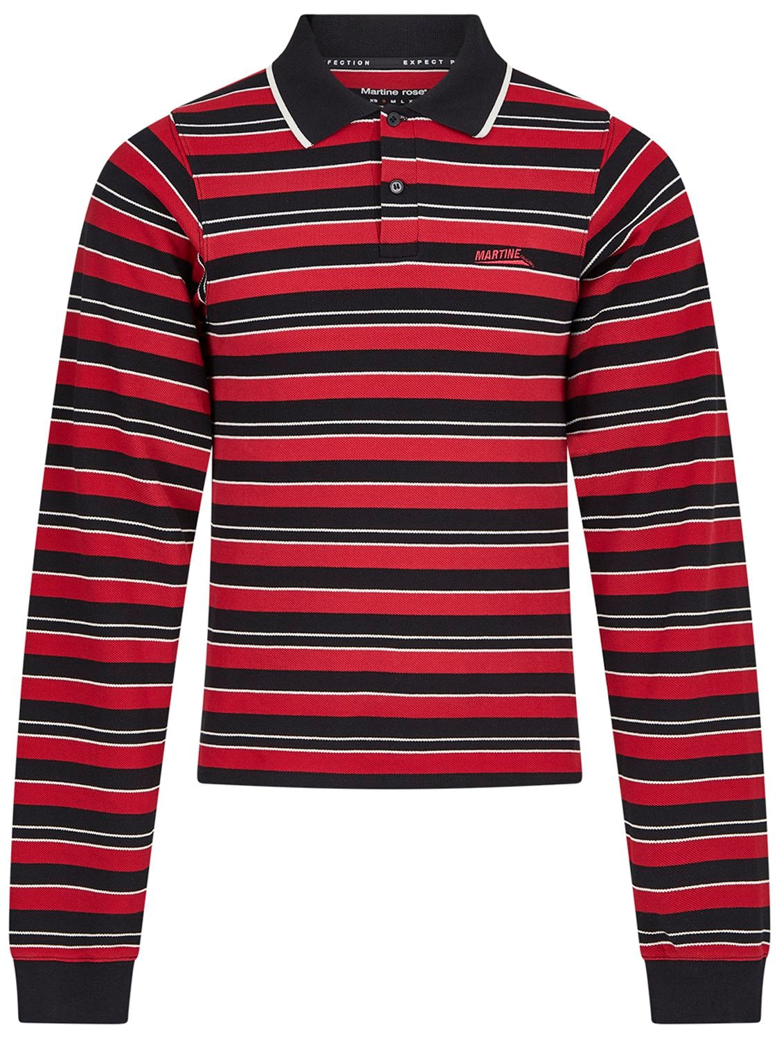 Striped Shrunken Cotton L/s Polo – MEN > CLOTHING > POLOS