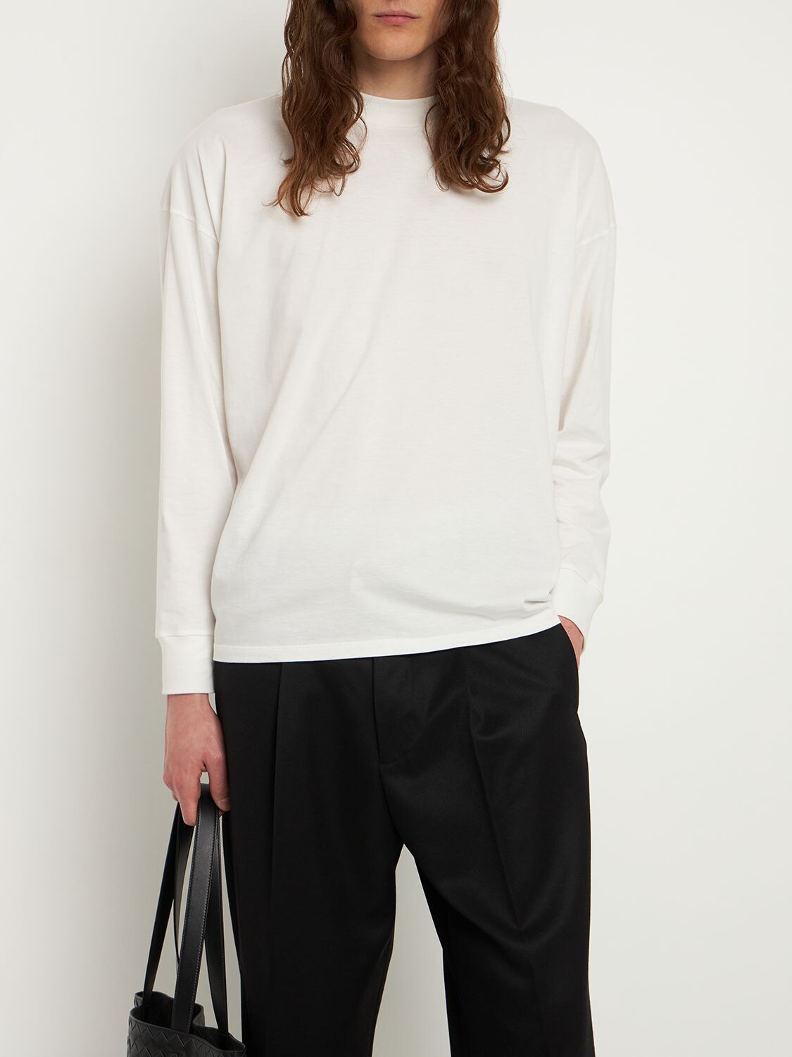 Drago Long Sleeved Cotton T-shirt In White