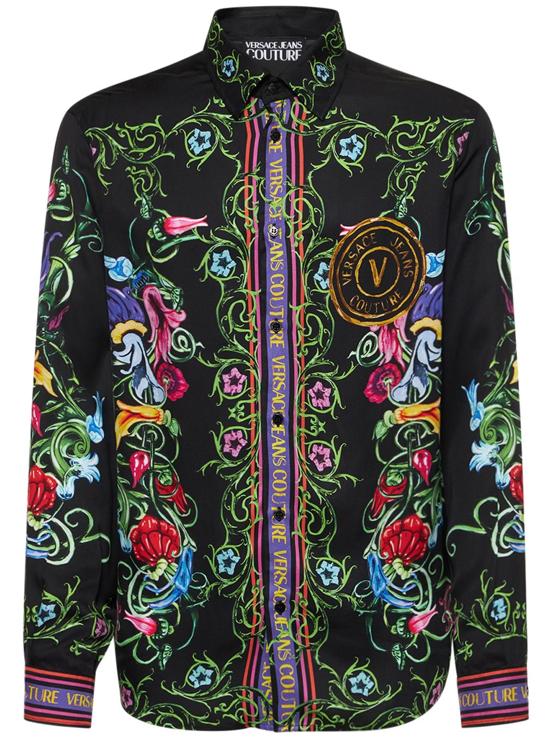 VERSACE JEANS COUTURE GARDEN PRINT VISCOSE TWILL SHIRT