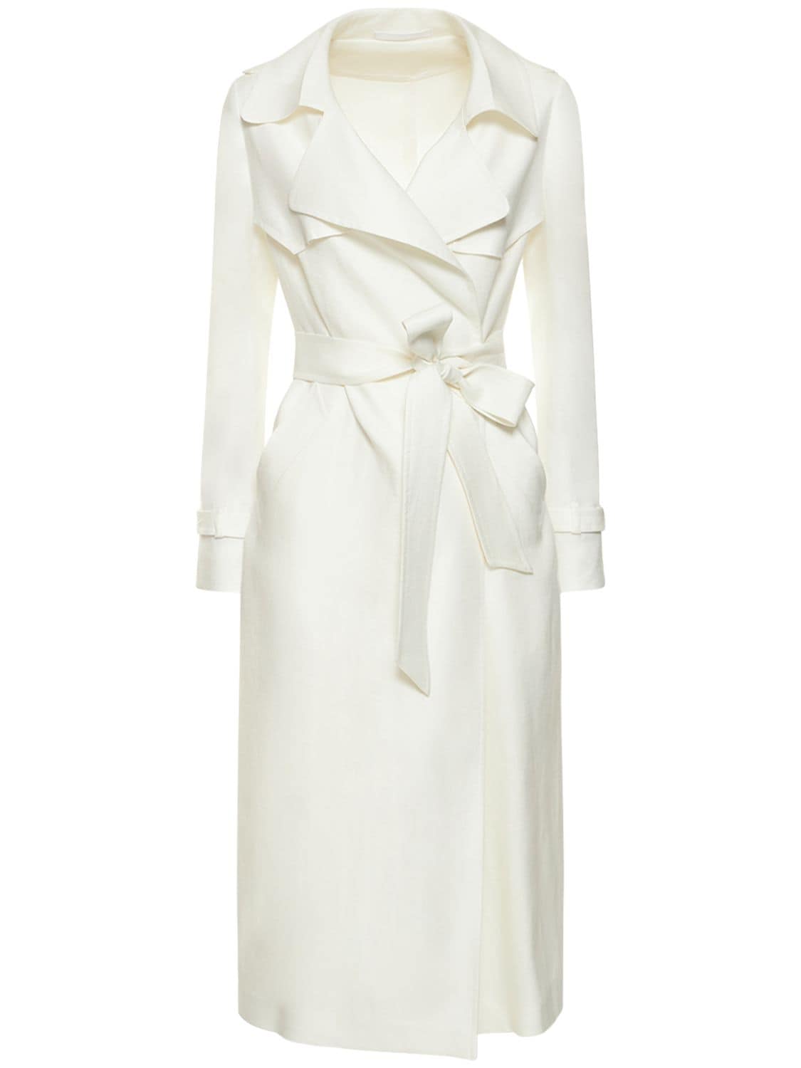 Tagliatore Belted Virgin Wool Coat In Off-white