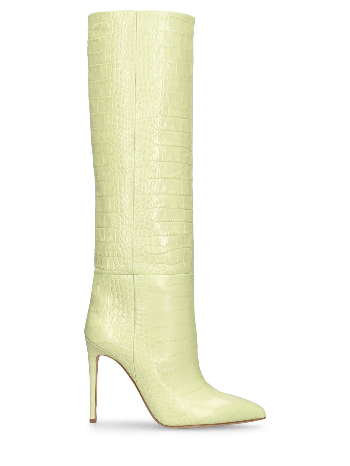Paris Texas 105mm Croc Embossed Leather Tall Boots In Lime Green