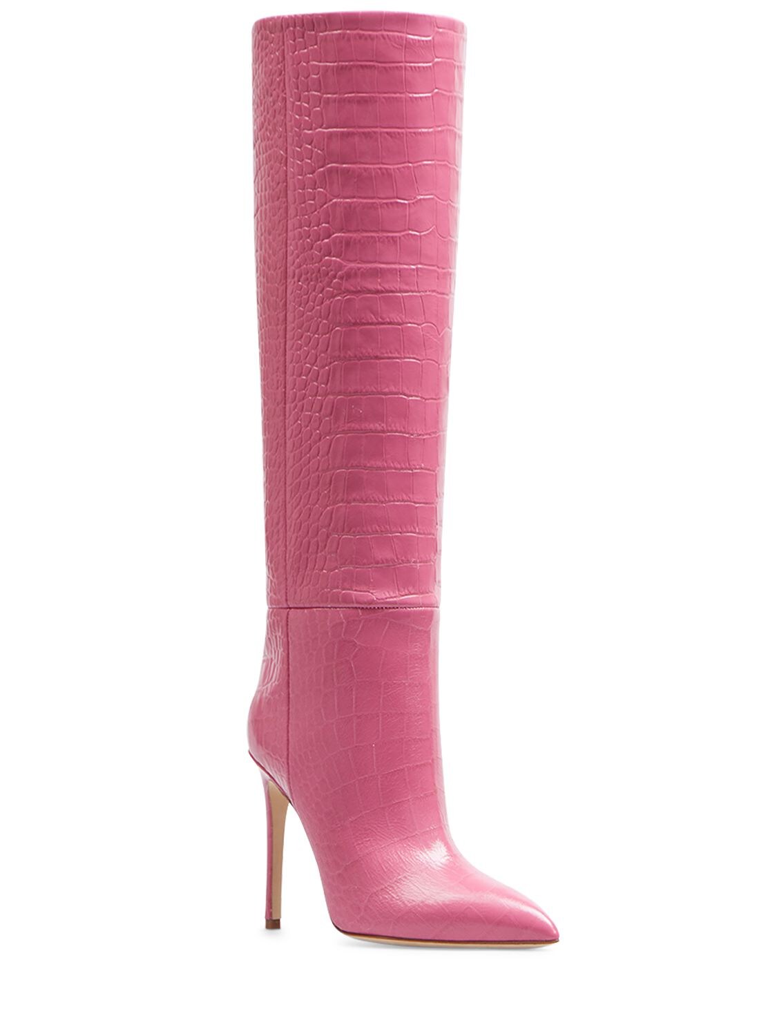 Shop Paris Texas 105mm Croc Embossed Leather Tall Boots In Fuchsia