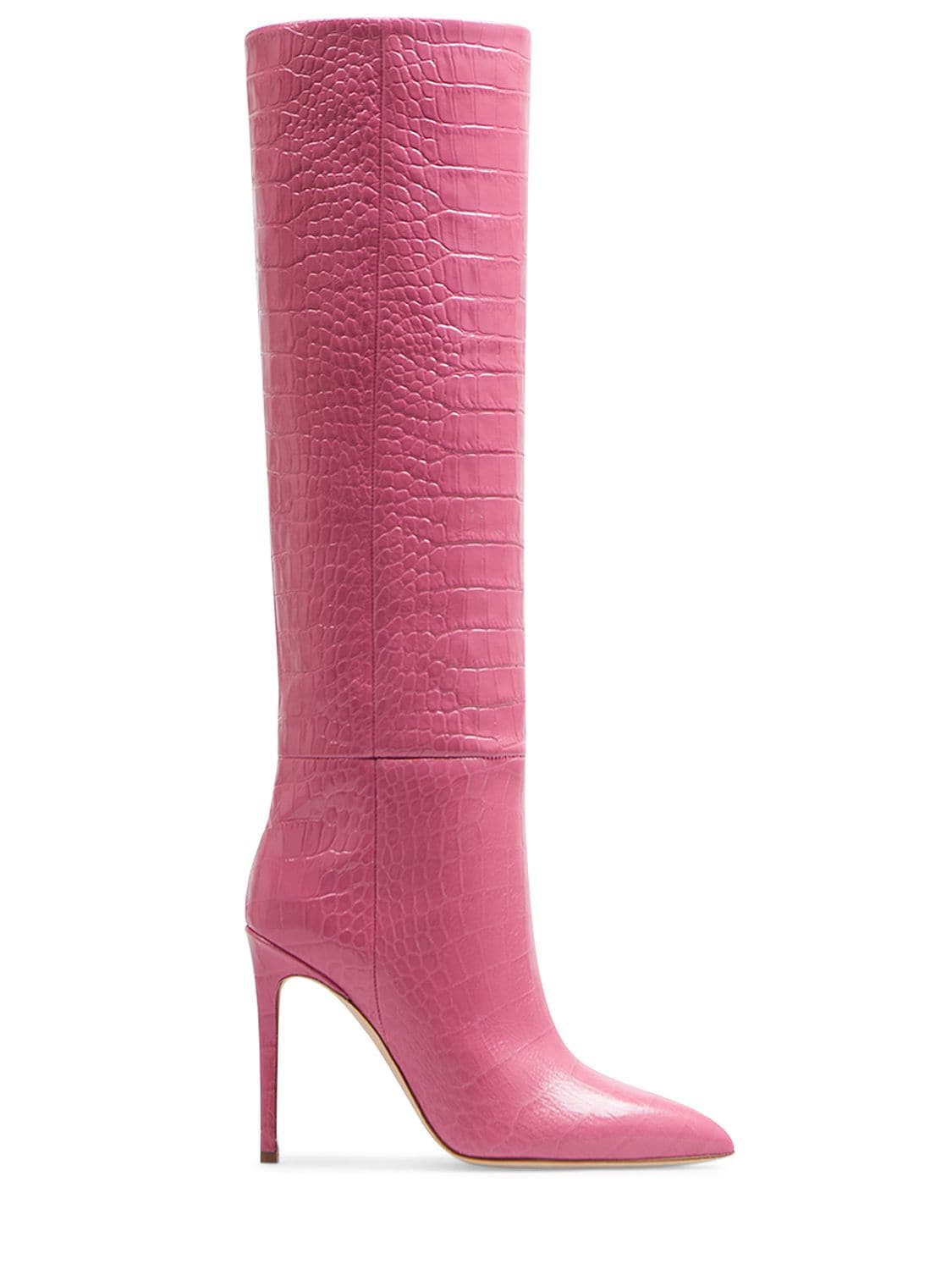 Paris Texas 105mm Croc Embossed Leather Tall Boots In Fuchsia