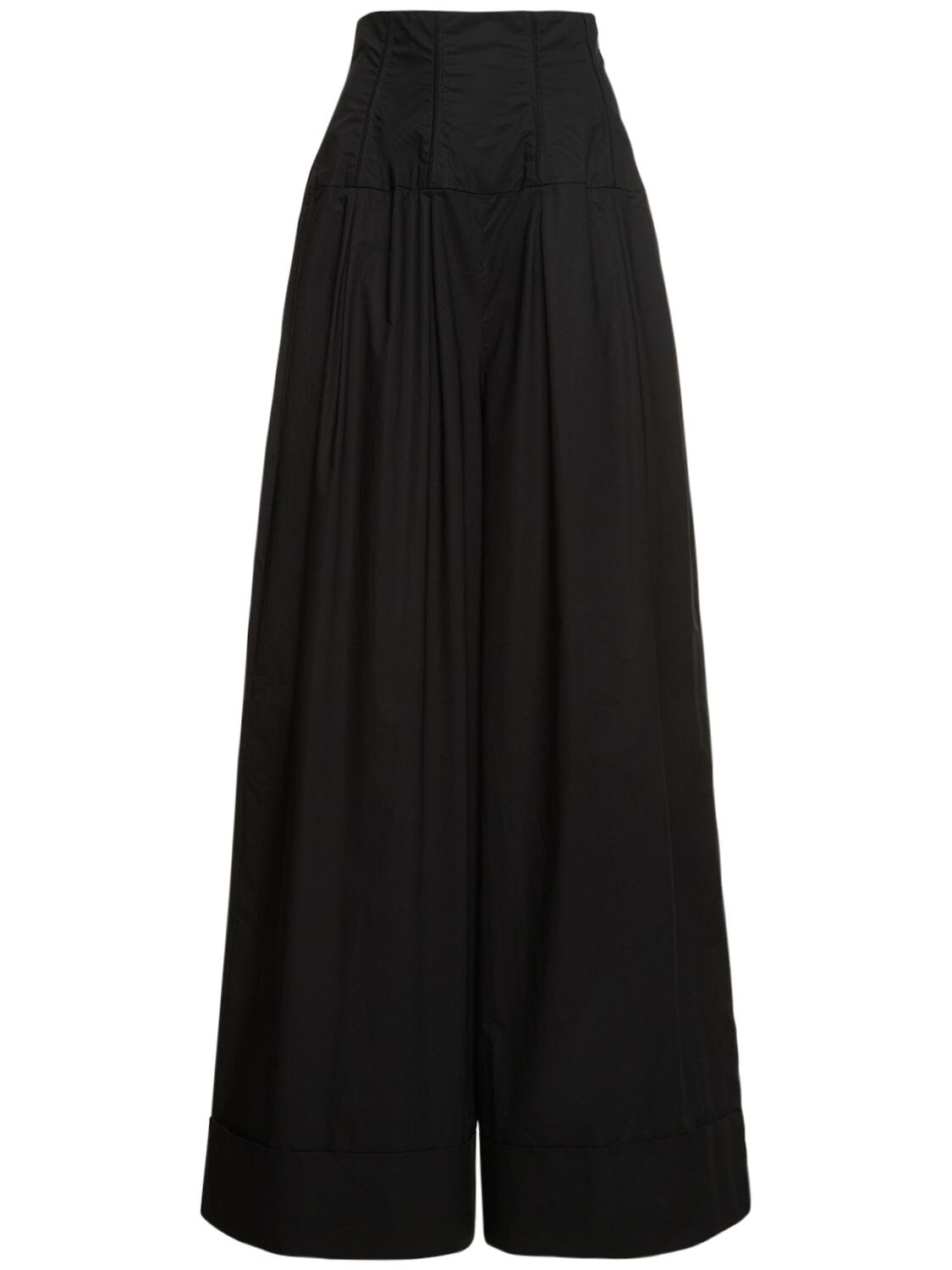 ROCHAS HIGH WAIST COTTON POPLIN WIDE PANTS