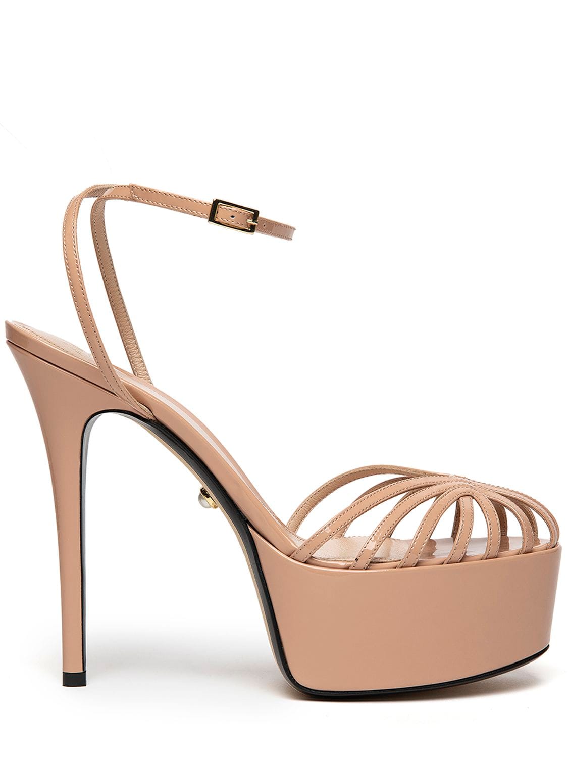 Alevì 95mm Clio Patent Leather Sandals In Nude