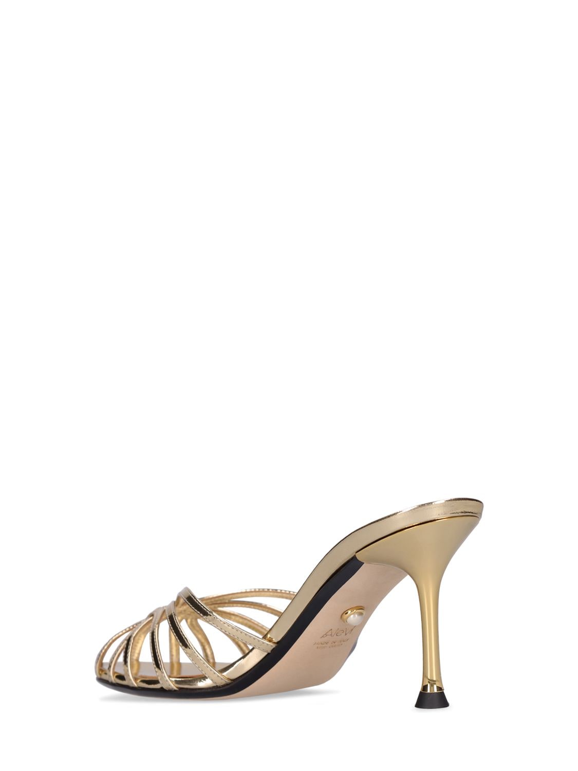 Shop Alevì 75mm Rachel Metallic Leather Mules In Gold