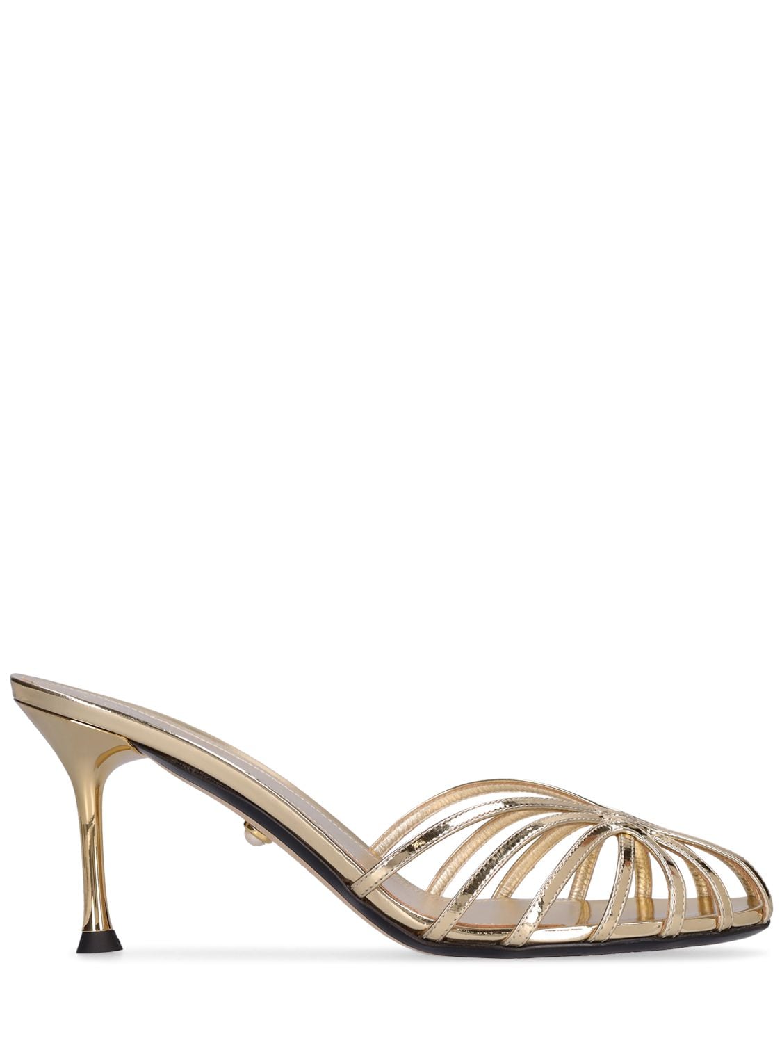 Alevì 75mm Rachel Metallic Leather Mules In Gold