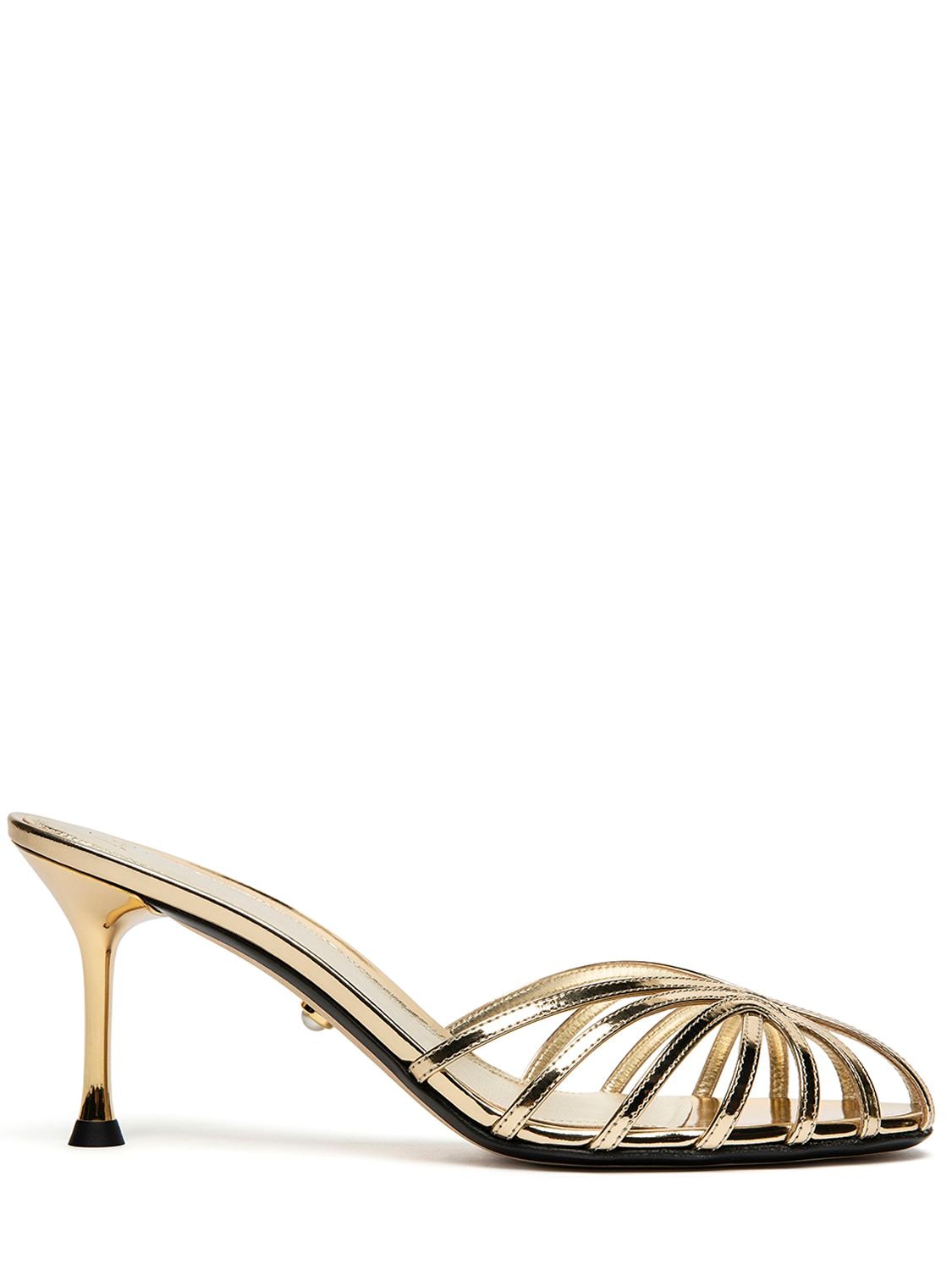 Alevì 75mm Rachel Metallic Leather Mules In Gold