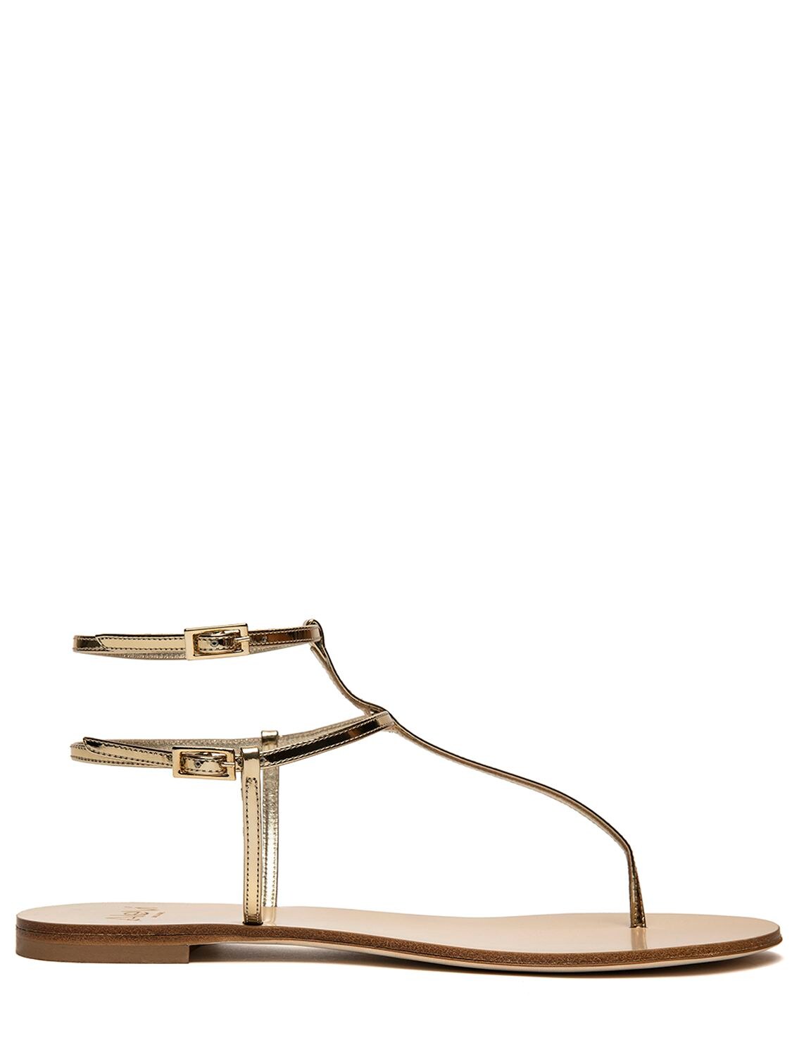 Alevì 5mm Isi Metallic Leather Thong Flats In Gold