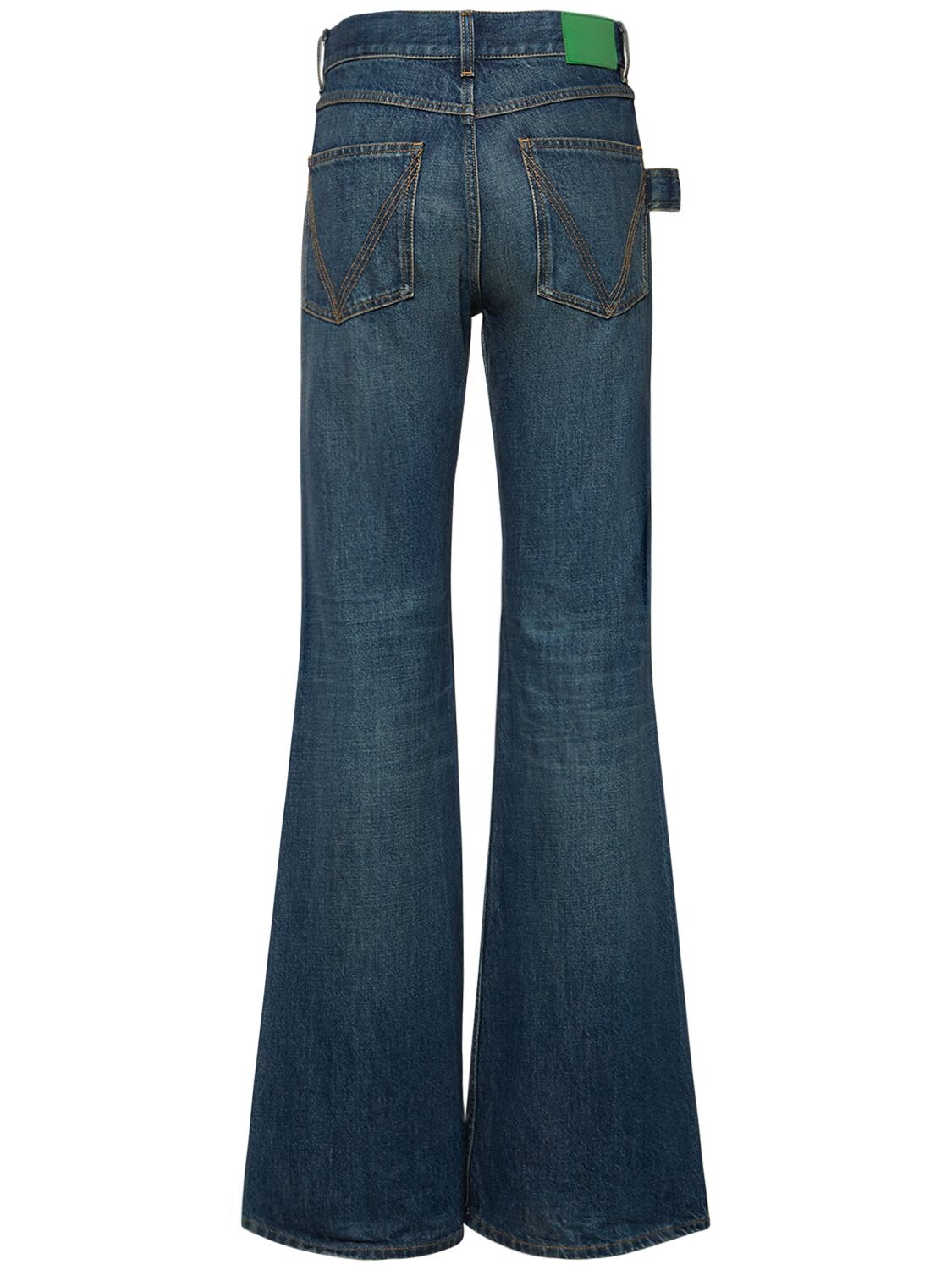 Shop Bottega Veneta Flared Denim Jeans In Mid Blue