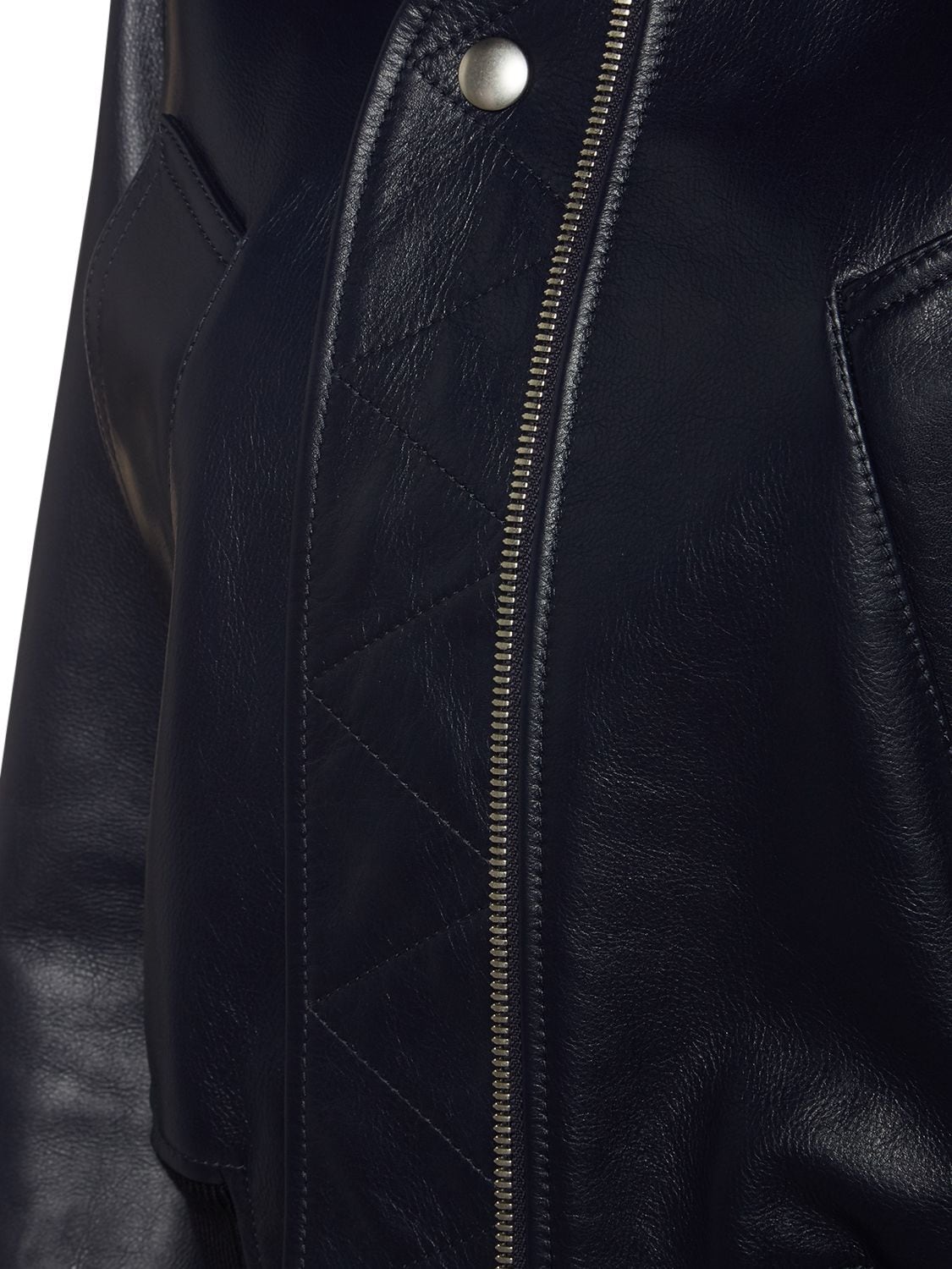 Shop Bottega Veneta Leather Bomber Jacket In Starry Night