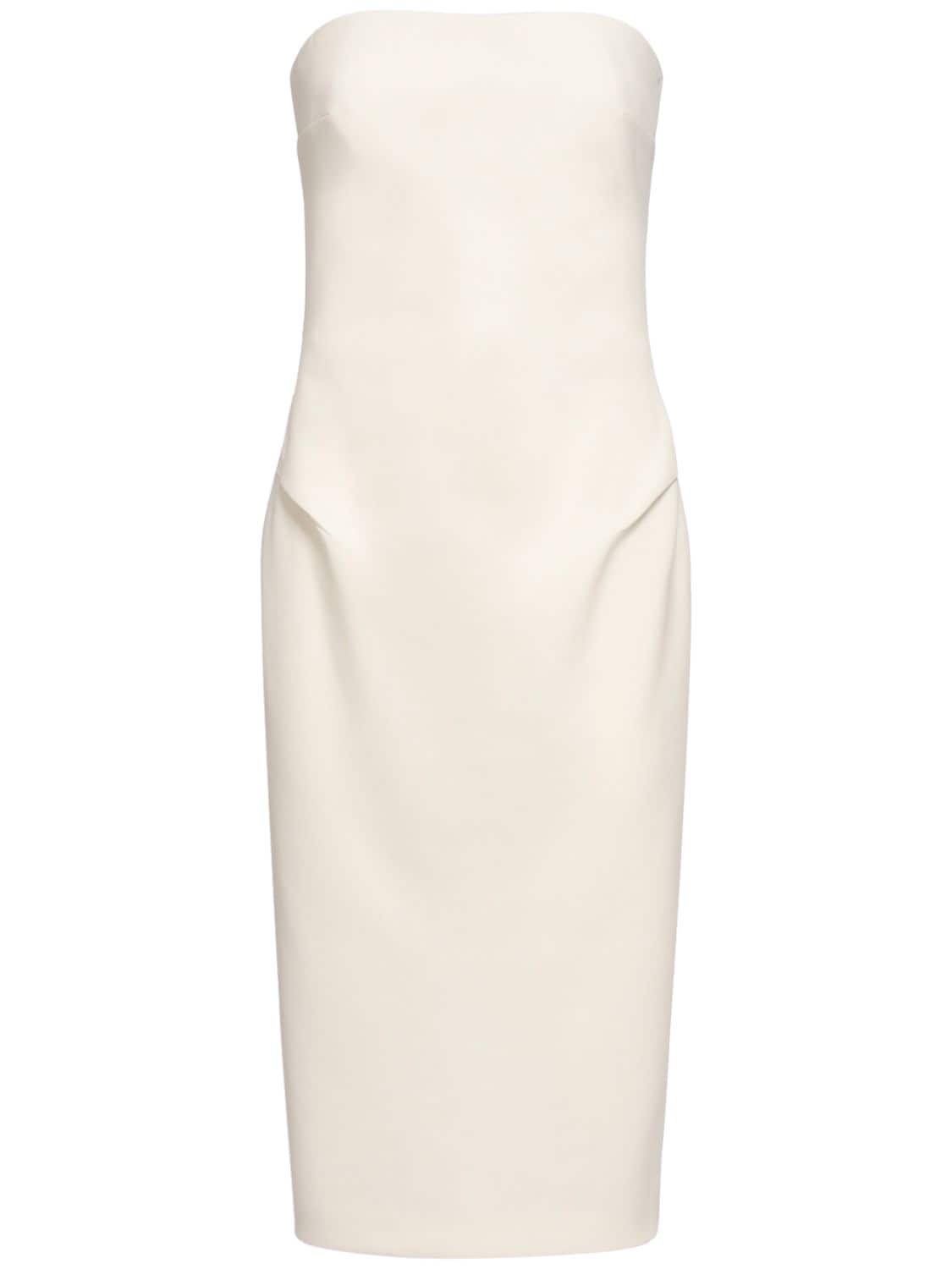 Max Mara Bernard Strapless Wool Dress In Cream