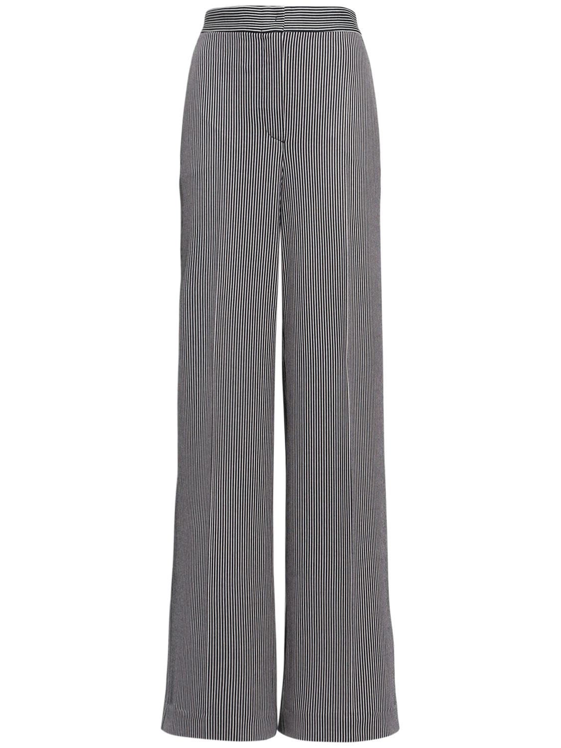 MAX MARA ANFORA STRIPED JERSEY WIDE LEG PANTS