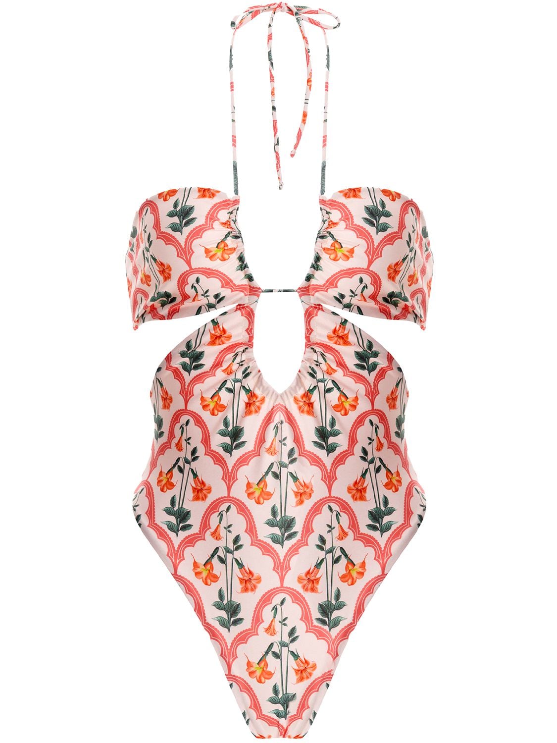 AGUA BY AGUA BENDITA MEJORANA EMBROIDERED ONE PIECE SWIMSUIT