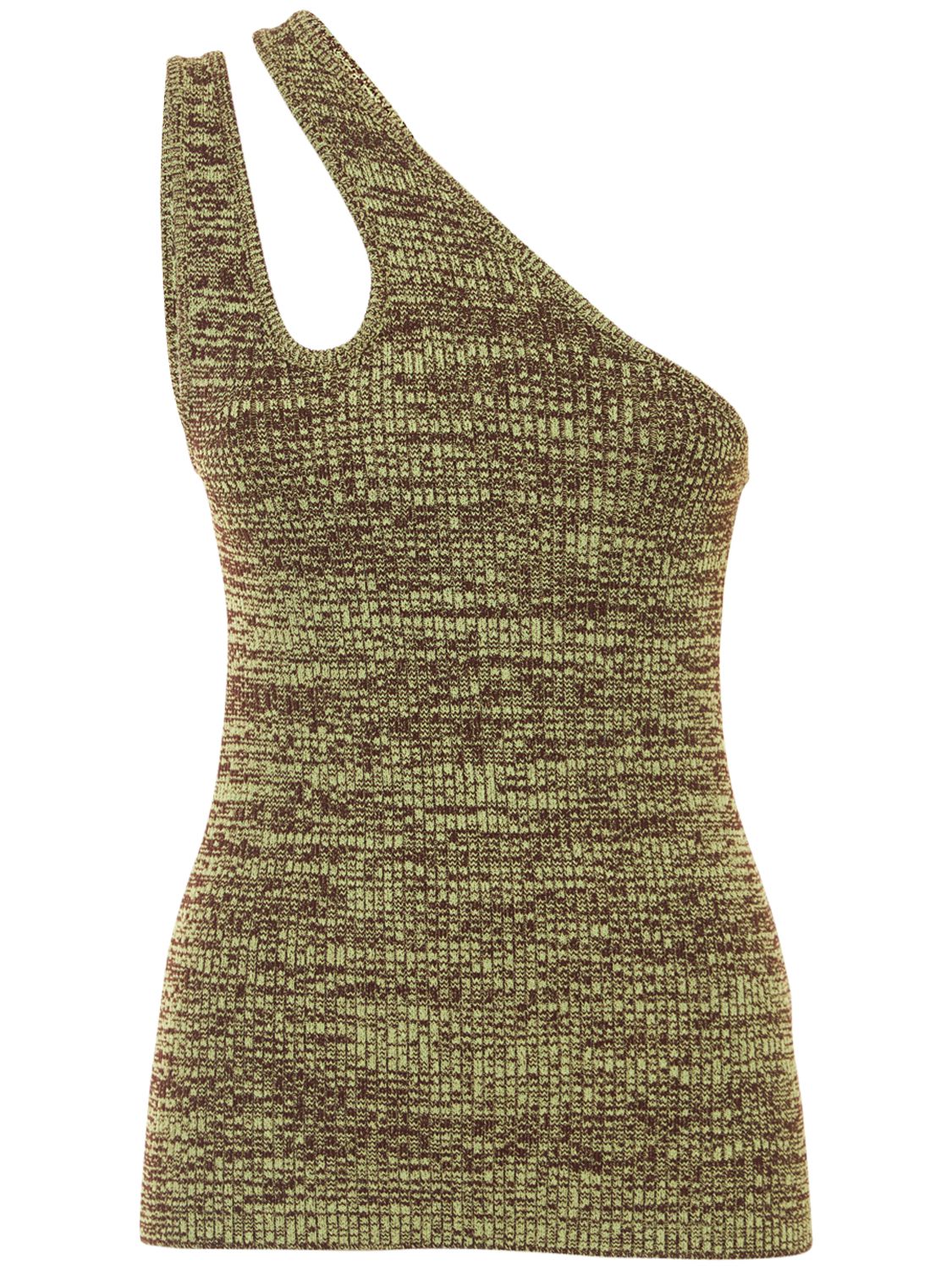 Remain Birger Christensen Firm Ribbed Knit One-shoulder Top In Yellow,brown