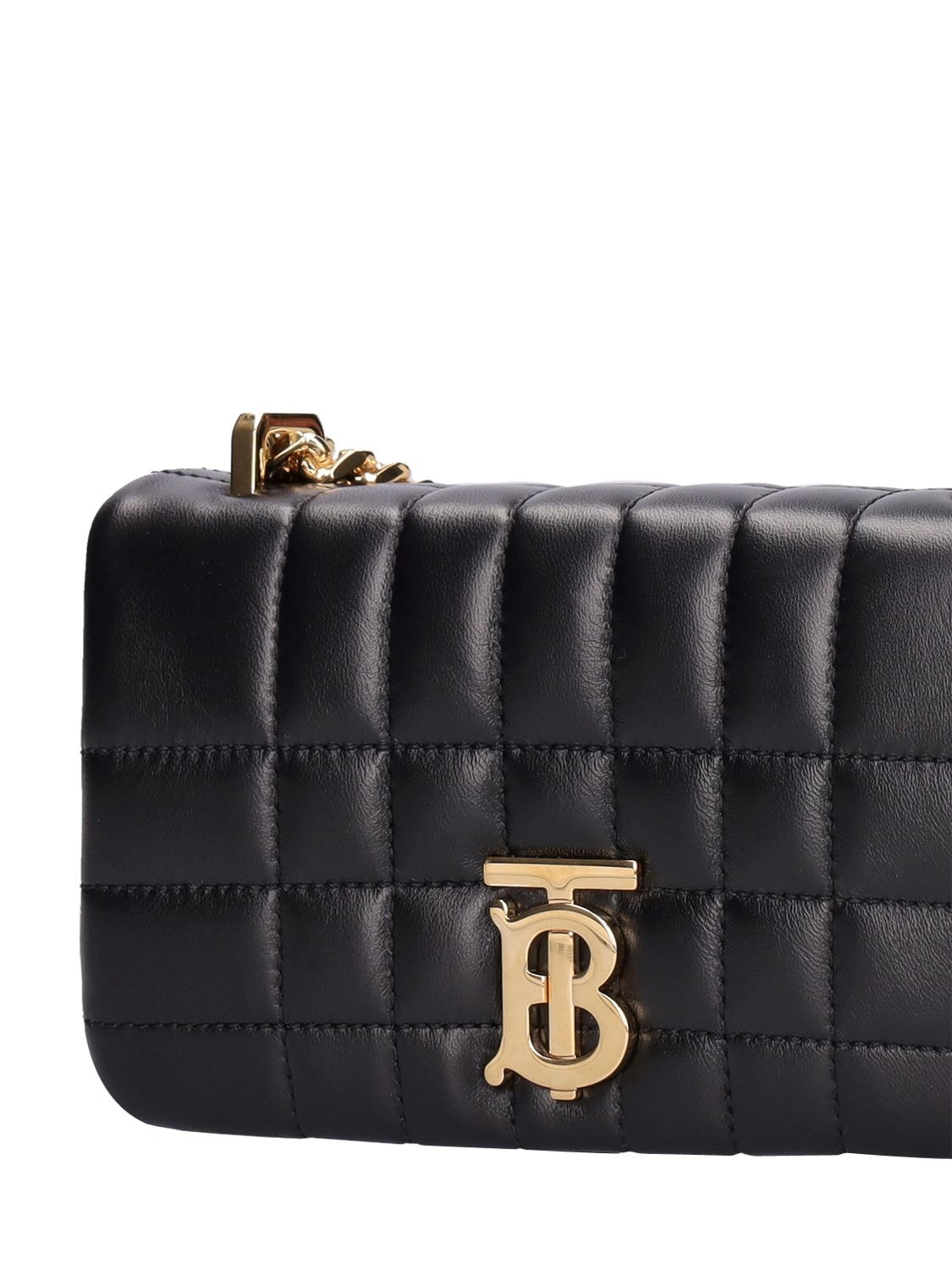 Shop Burberry Mini Lola Quilted Leather Shoulder Bag In Black