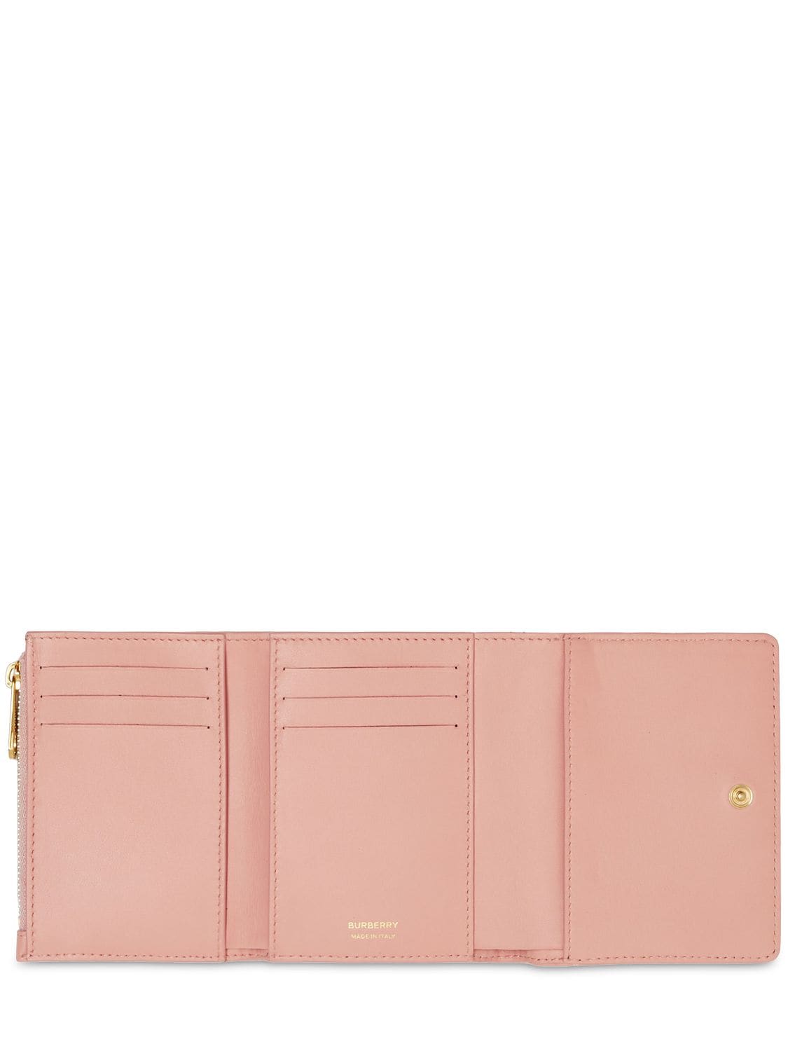 Shop Burberry Lola Quilted Leather Wallet In Dusky Pink
