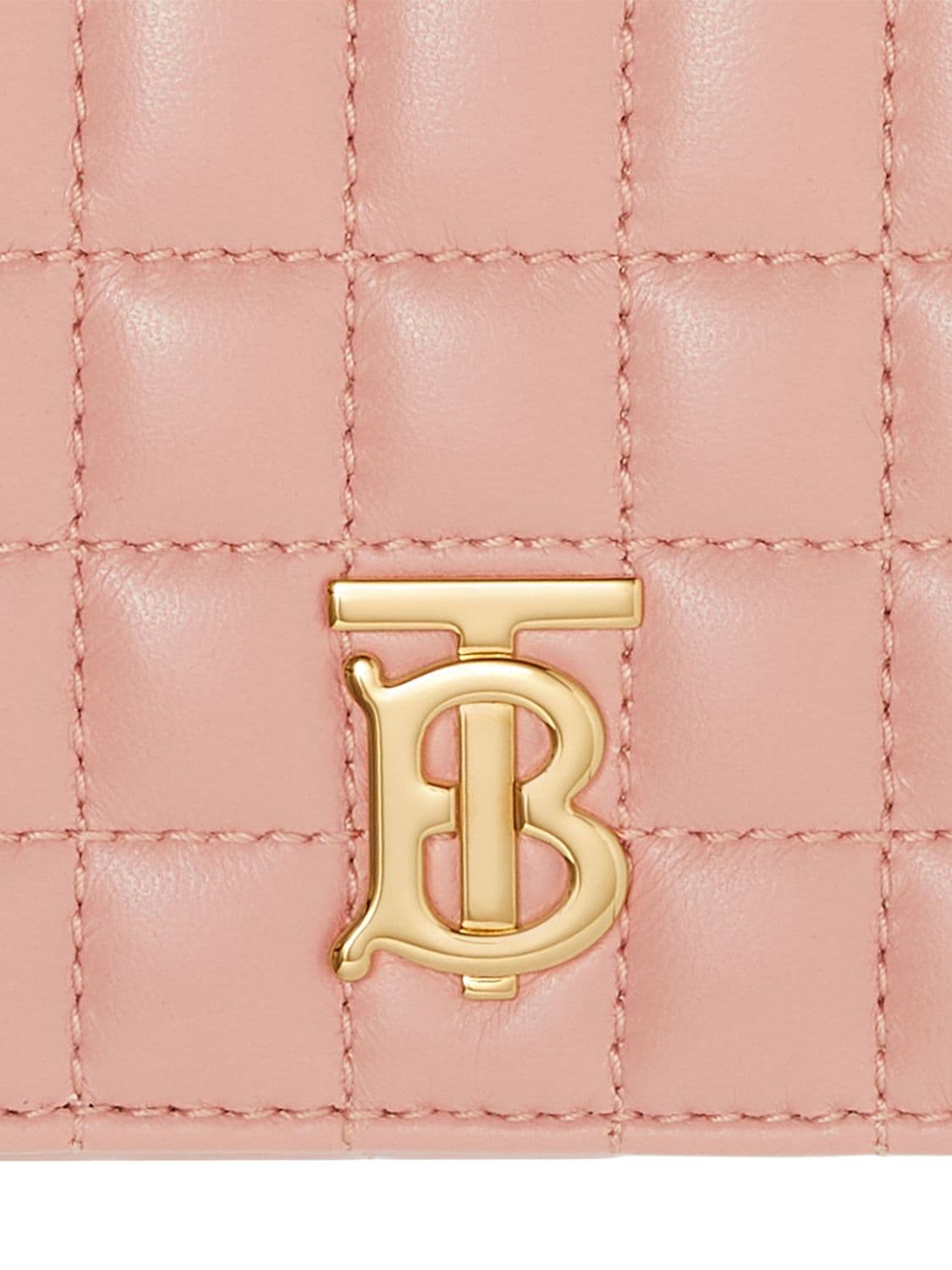 Shop Burberry Lola Quilted Leather Wallet In Dusky Pink