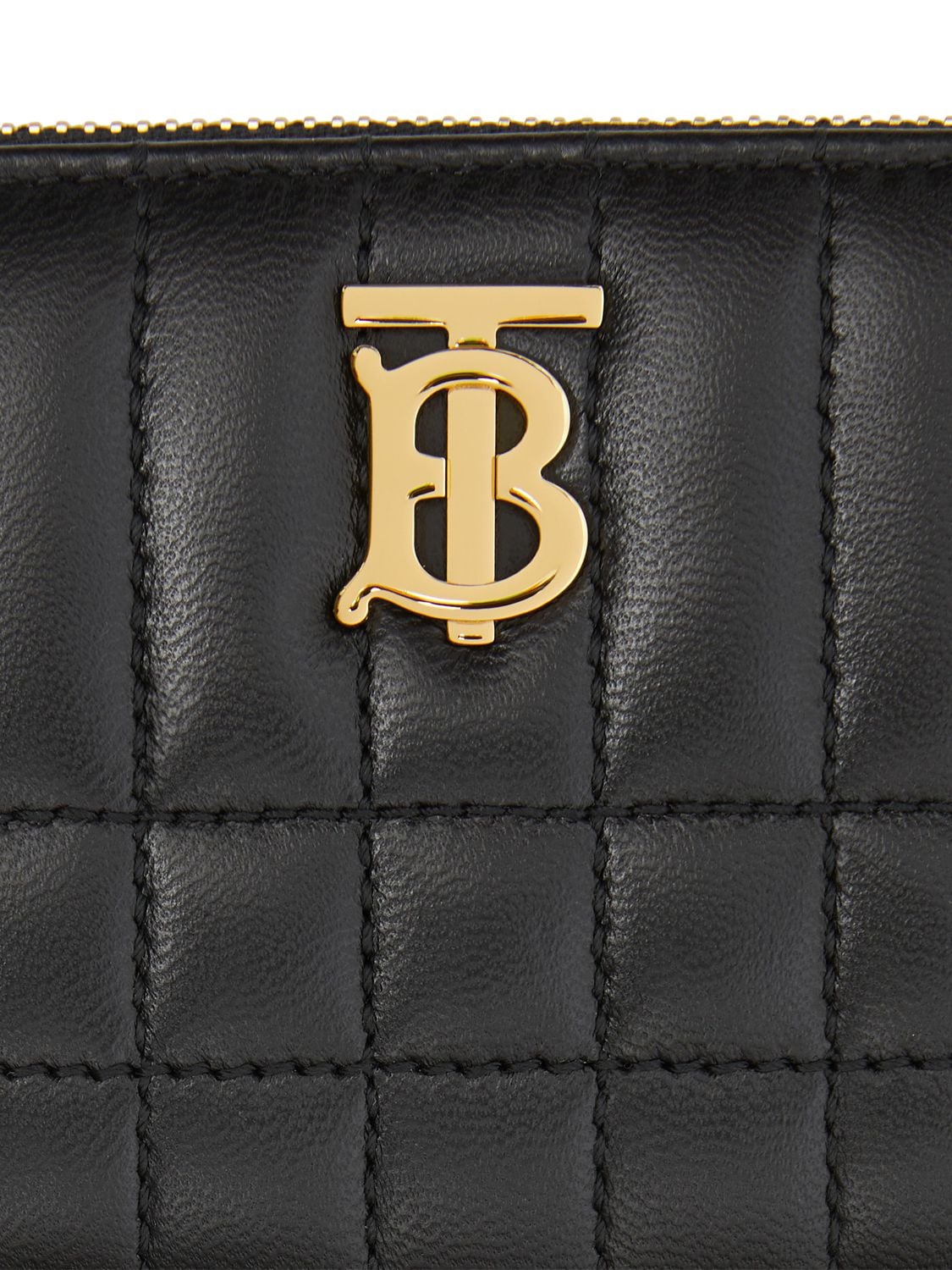 Shop Burberry Lola Quilted Leather Wallet In Black,light G