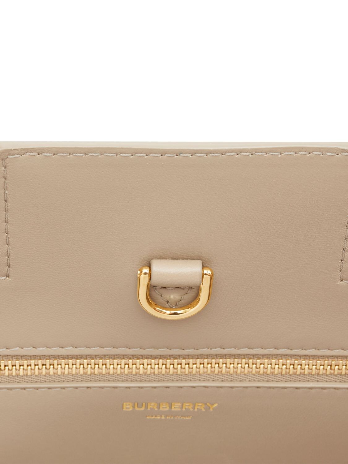 Shop Burberry Mini Frances Grained Leather Tote Bag In Oat Beige