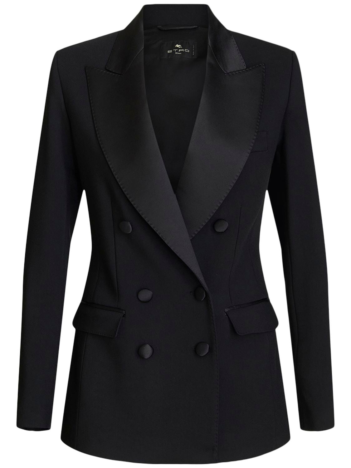 ETRO DOUBLE BREASTED CREPE TUXEDO JACKET